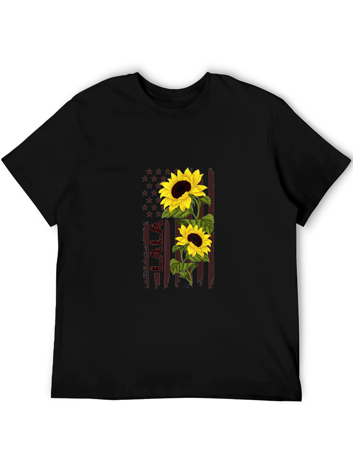 Black Sunflower American Flag Graphic Tee view 5