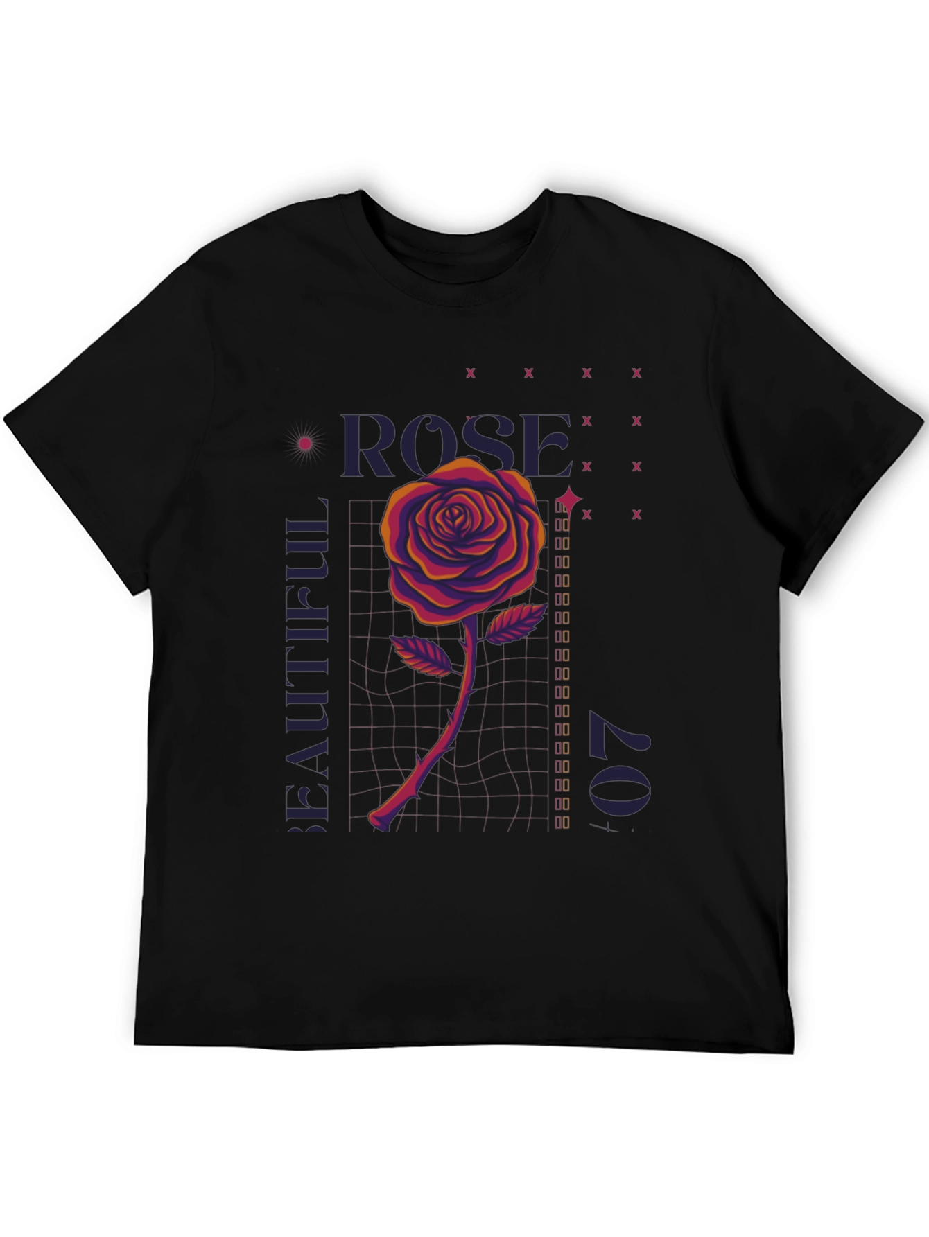 Black Rose Graphic T-Shirt - Men's Black Tee view 5