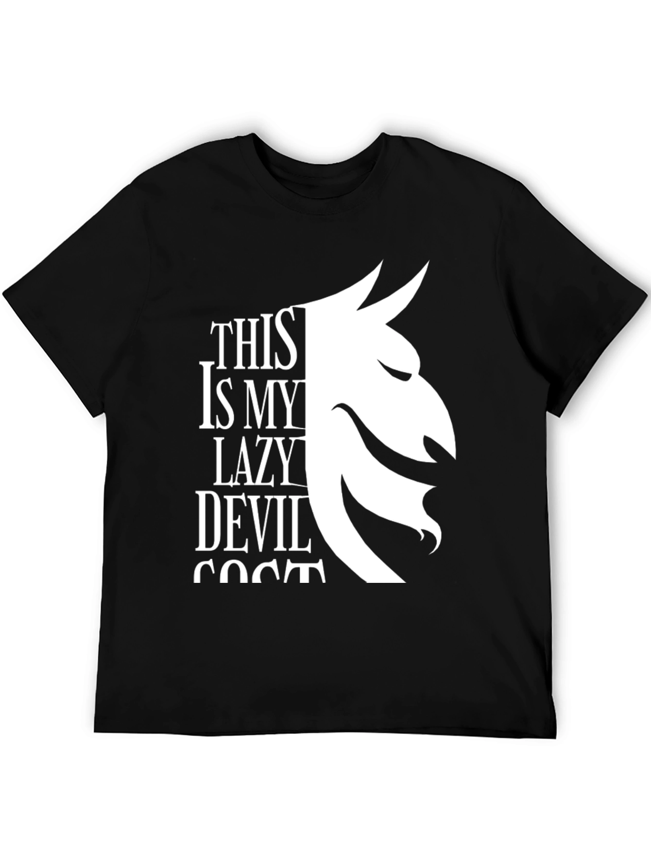 Black Lazy Devil Costume T-Shirt - Black Graphic Tee view 5