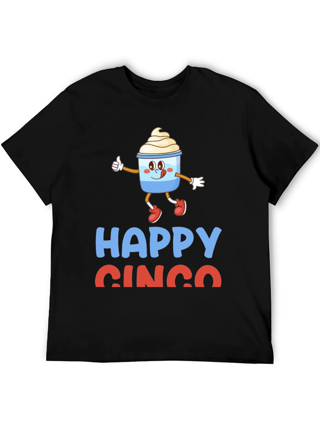 Black Happy Cinco Cartoon T-Shirt view 5