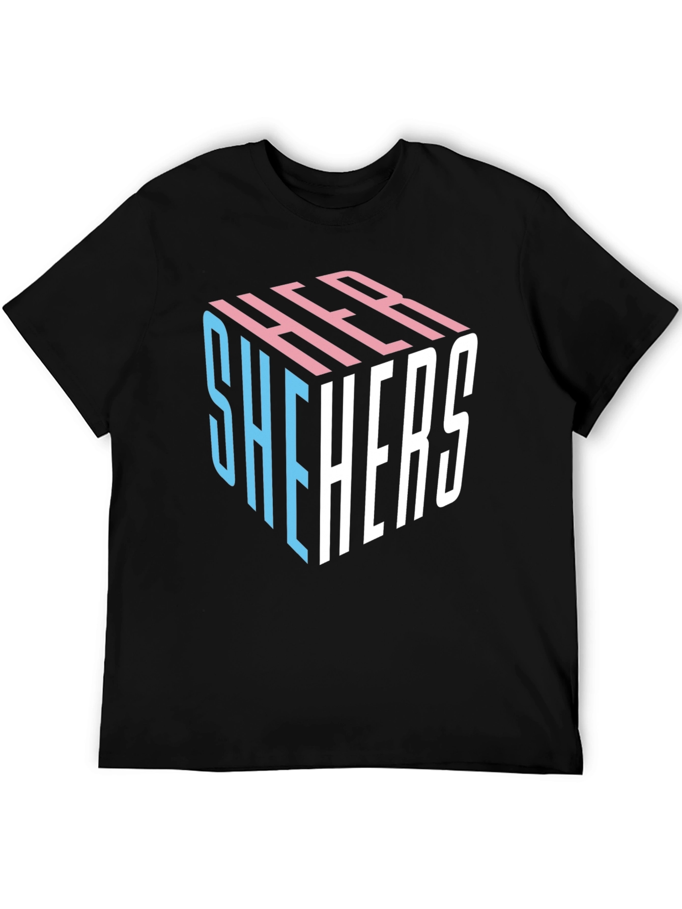 Black She Hers LGBTQ+ Pride Cube T-Shirt view 5