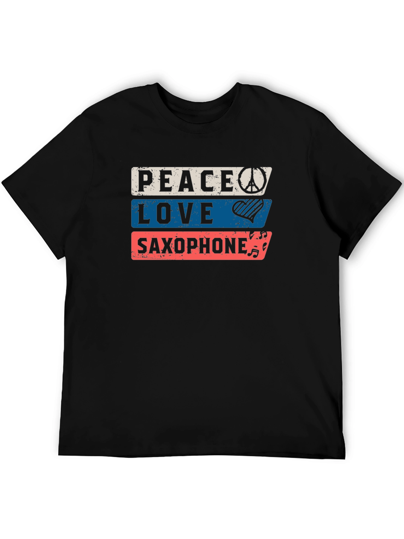Black Peace Love Saxophone Graphic Tee view 5
