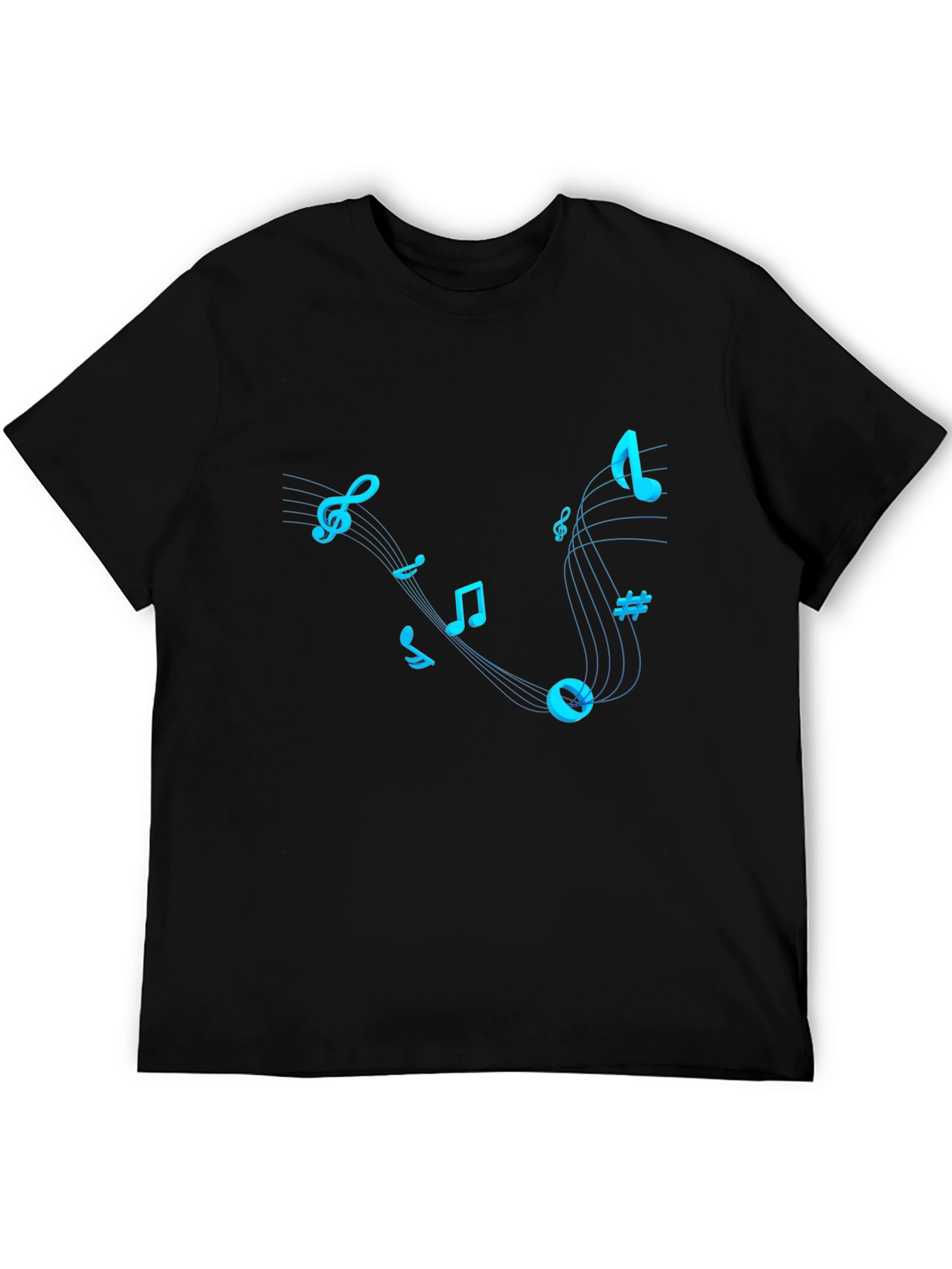 Black Musical Notes Graphic T-Shirt - Trendy Black Tee view 5