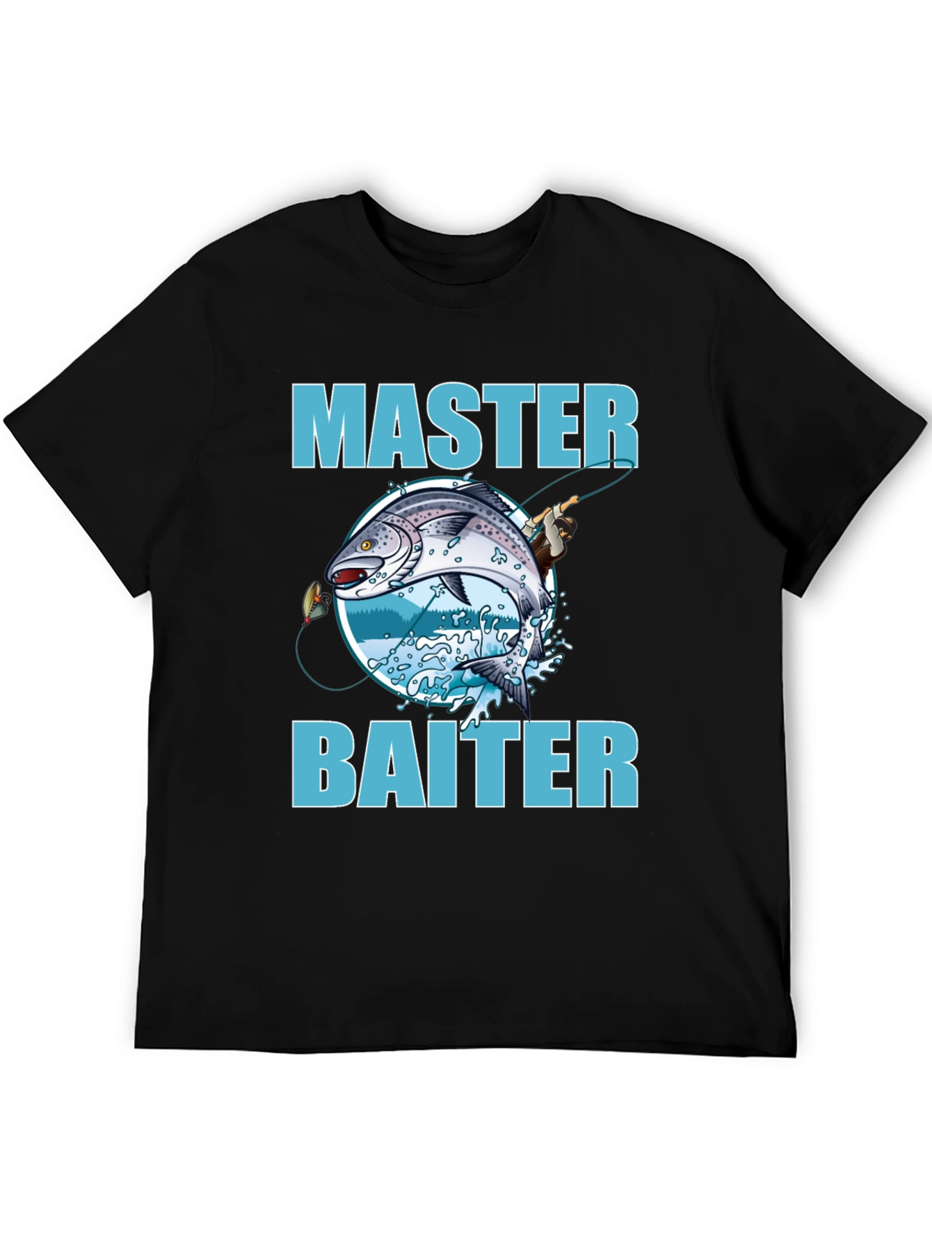 Black Master Baiter Fishing T-Shirt - Funny Fishing Tee view 5