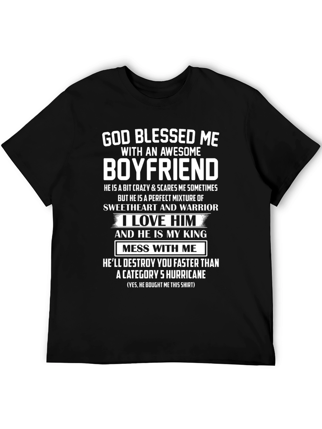 Black Awesome Boyfriend T-Shirt - Category 5 Hurricane view 5