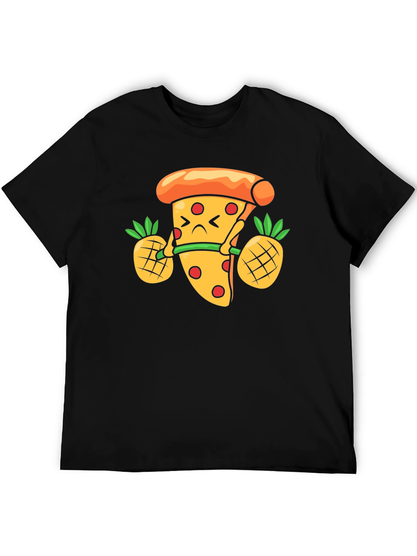 Black Pizza Lifting Pineapple Weights Funny T-Shirt view 5