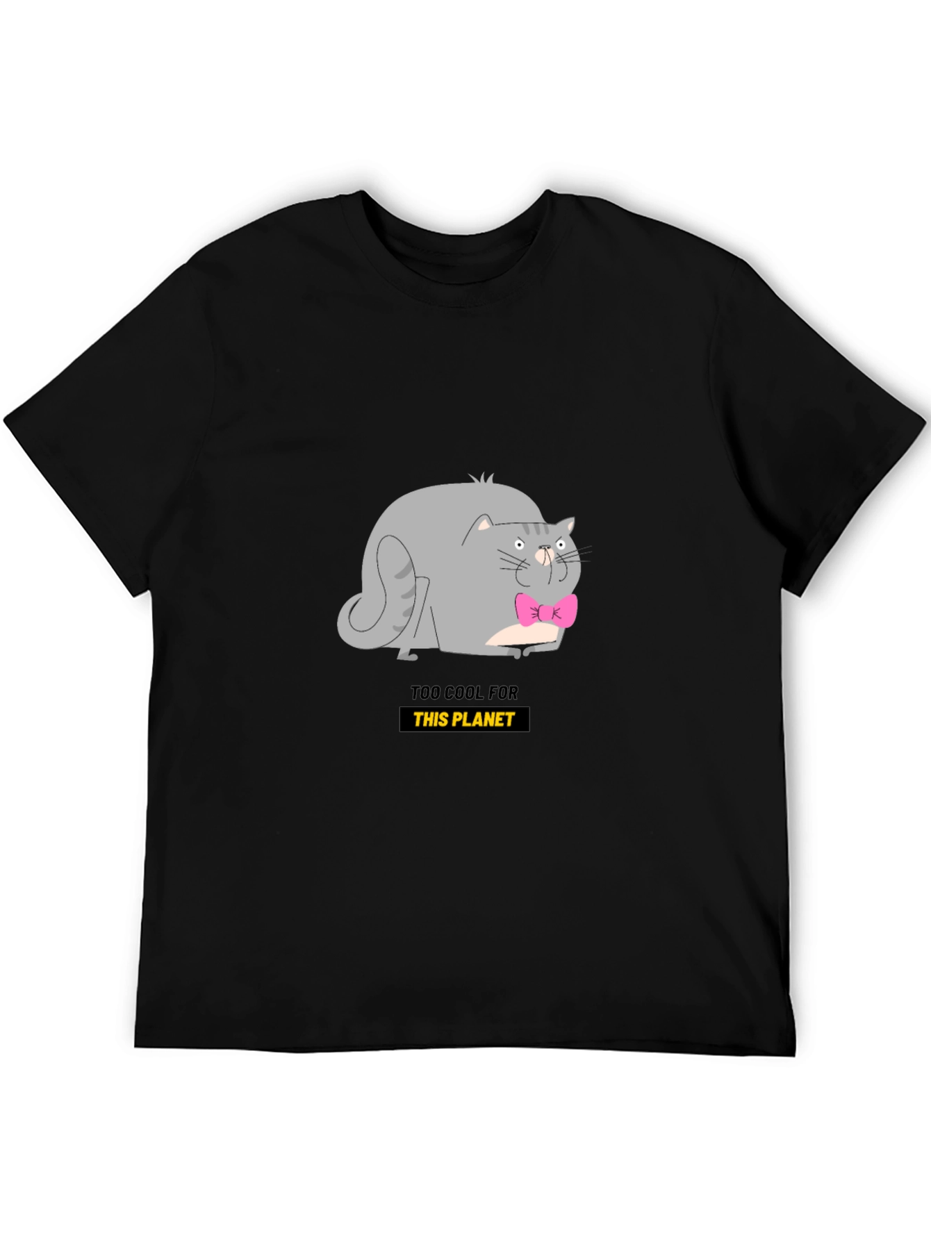 Black Cool Cat Graphic Tee - Black view 5