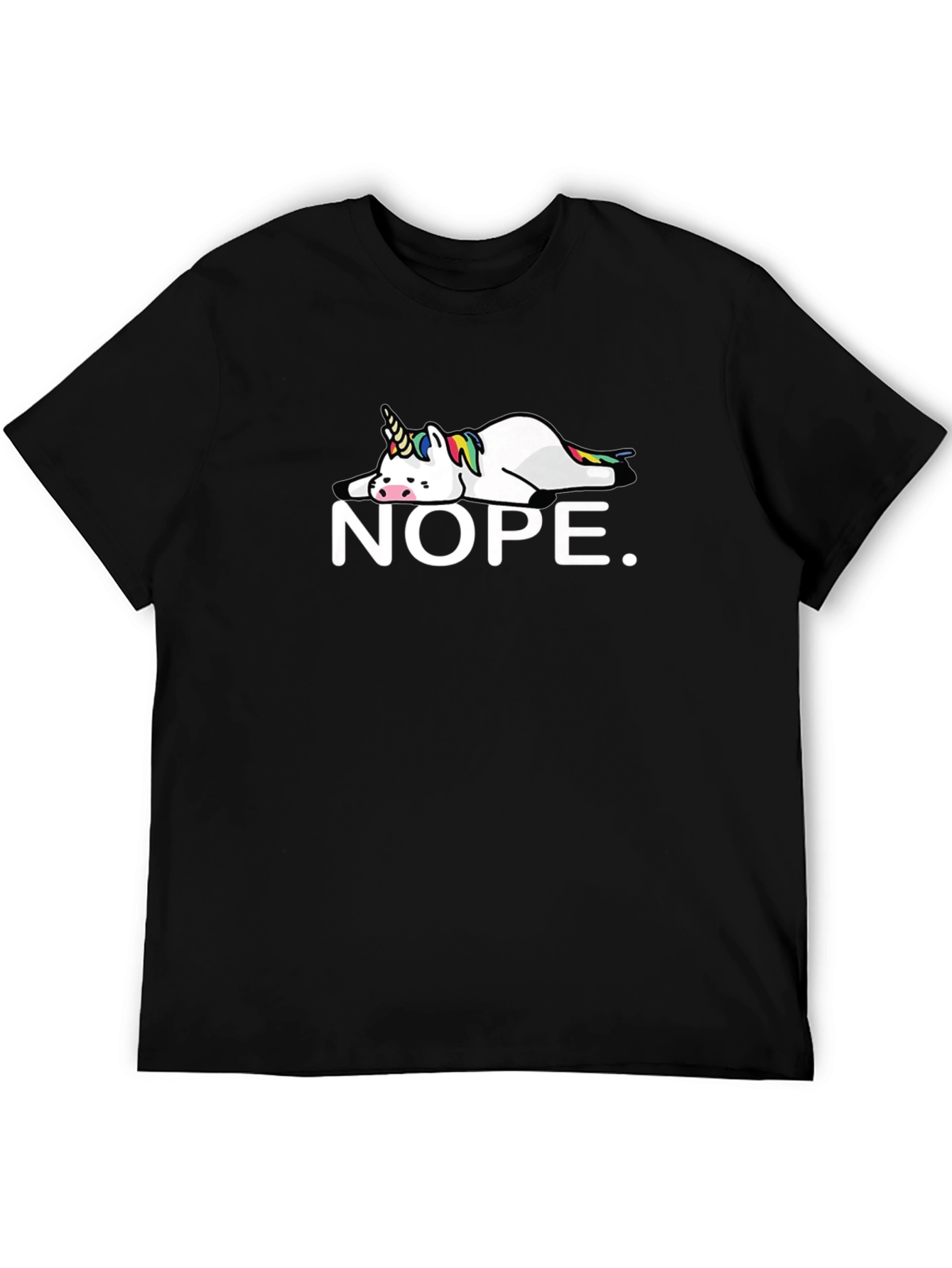 Black Nope Unicorn Black T-Shirt - Funny Graphic Tee view 5