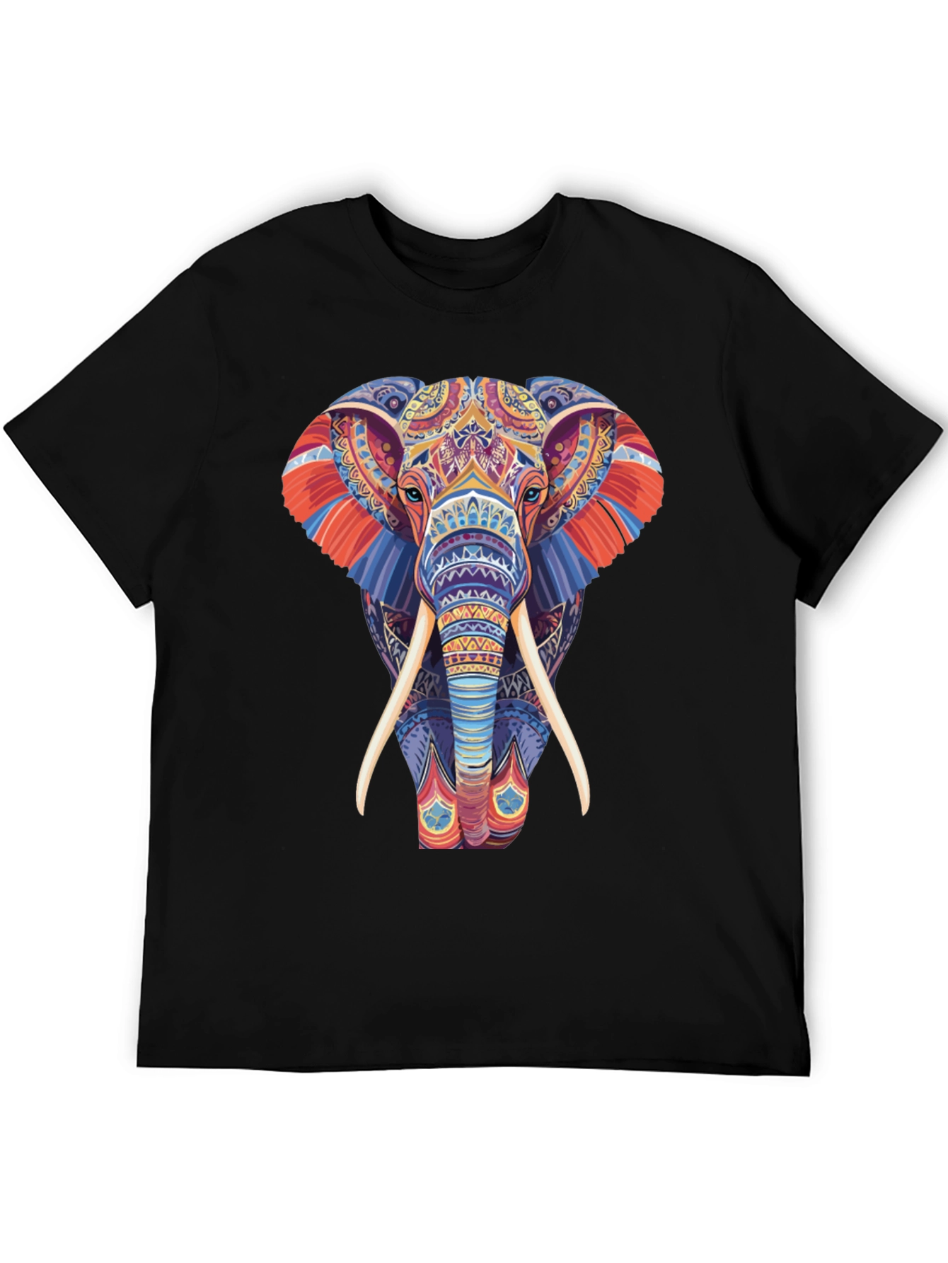 Black Elephant Graphic Tee - Vivid Pattern Print view 5