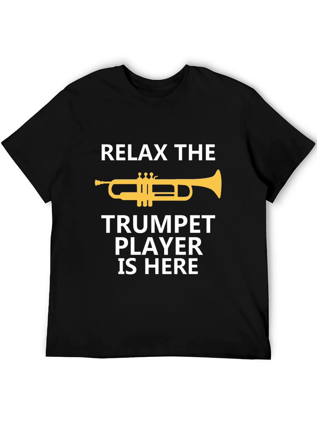 Black Relax Trumpet Player Here - Musician Graphic Tee view 5