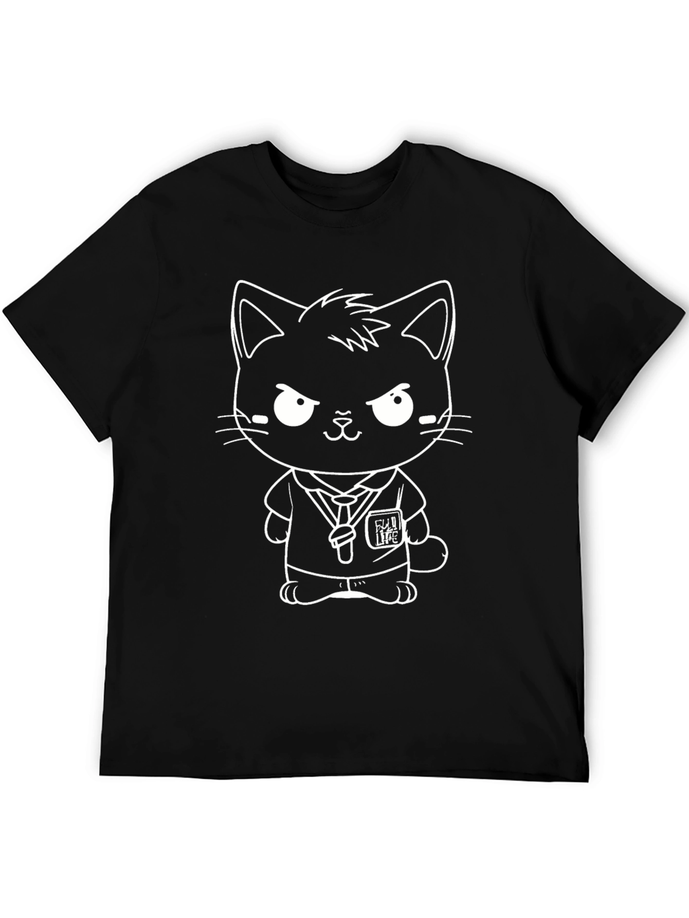 Black Cute Cat Doctor T-Shirt - Black Graphic Tee view 5