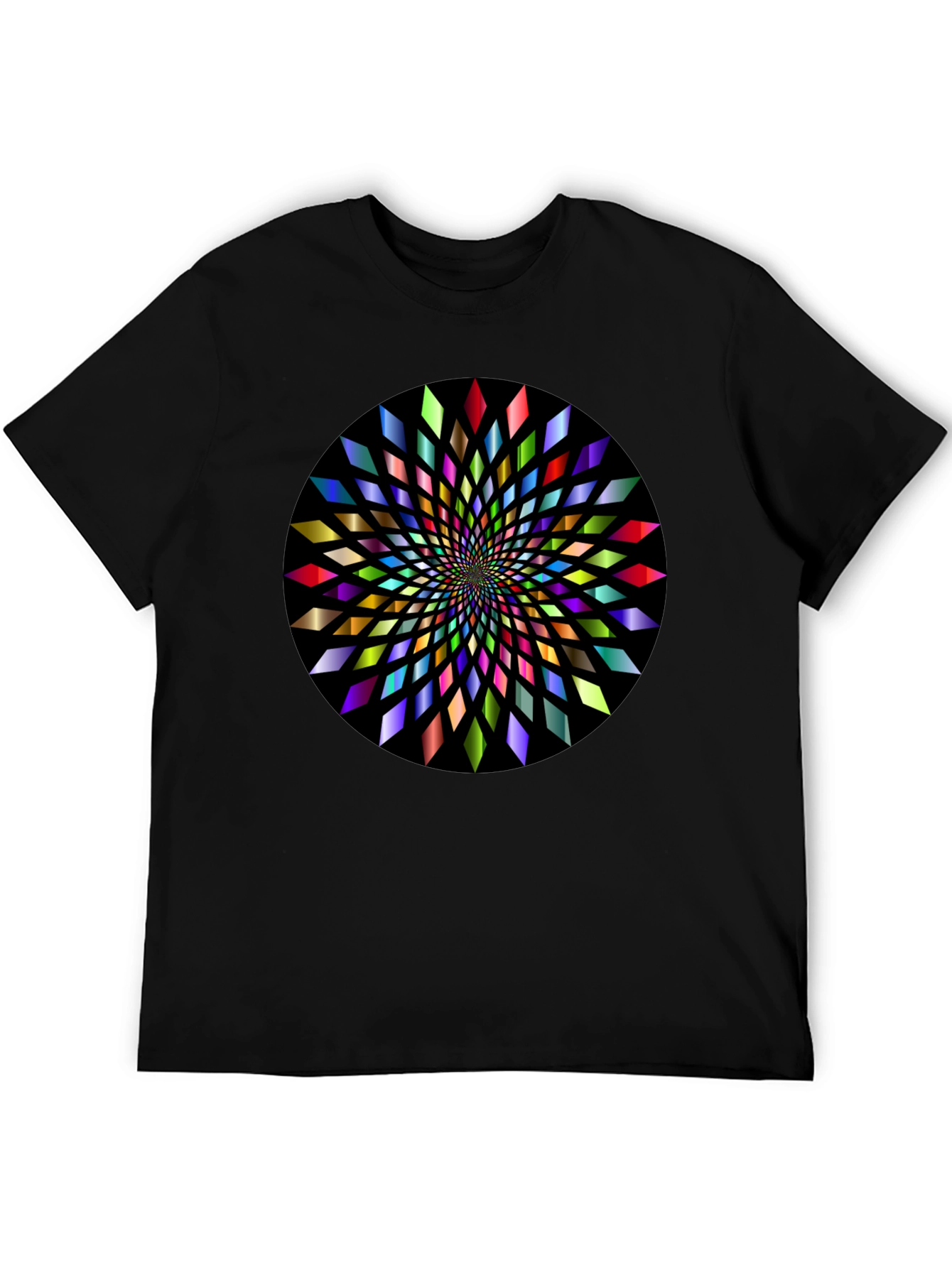 Black Abstract Geometric Circle Graphic T-Shirt view 5
