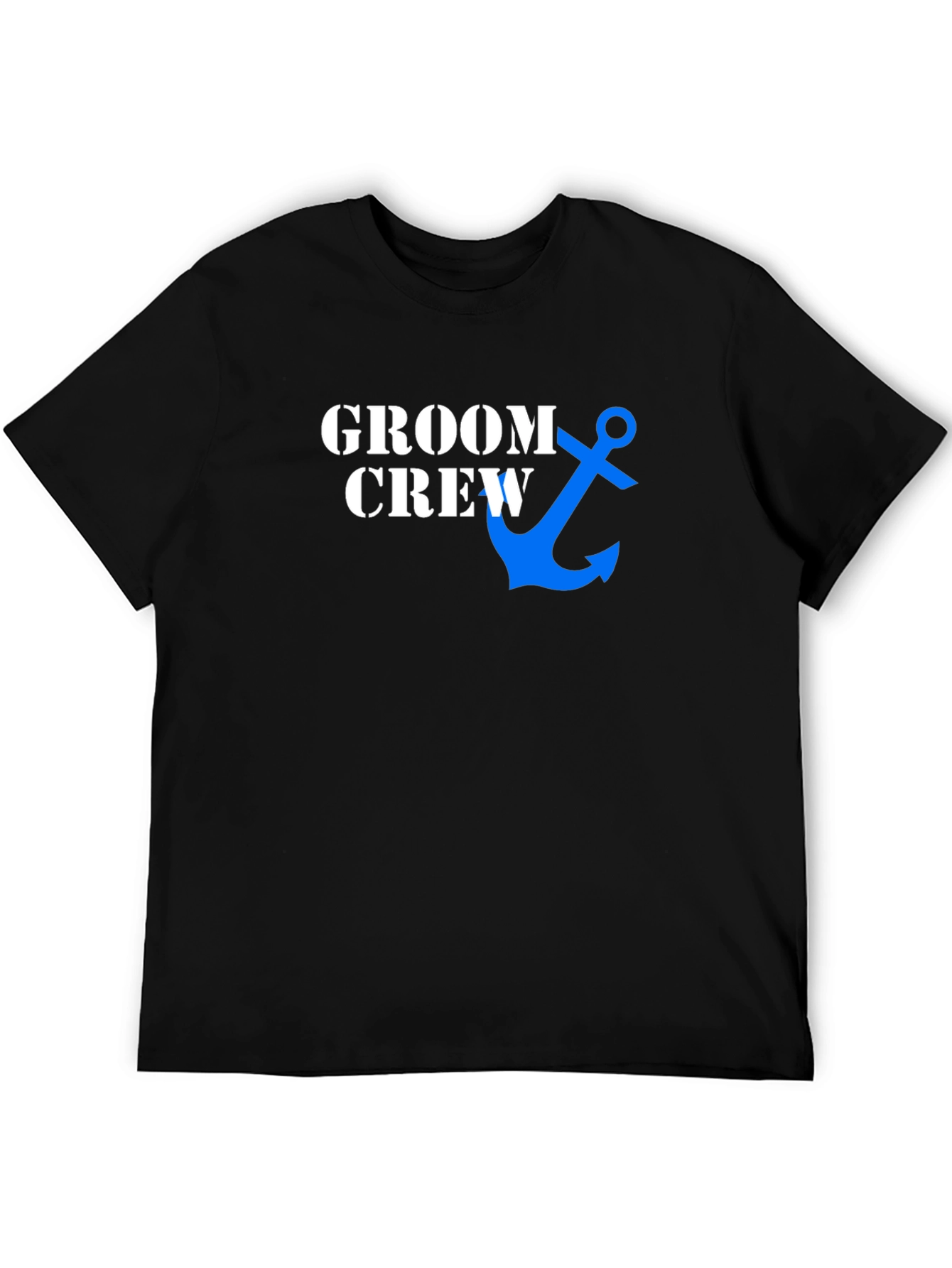 Black Groom Crew Anchor Graphic Tee - Black Cotton Blend view 5