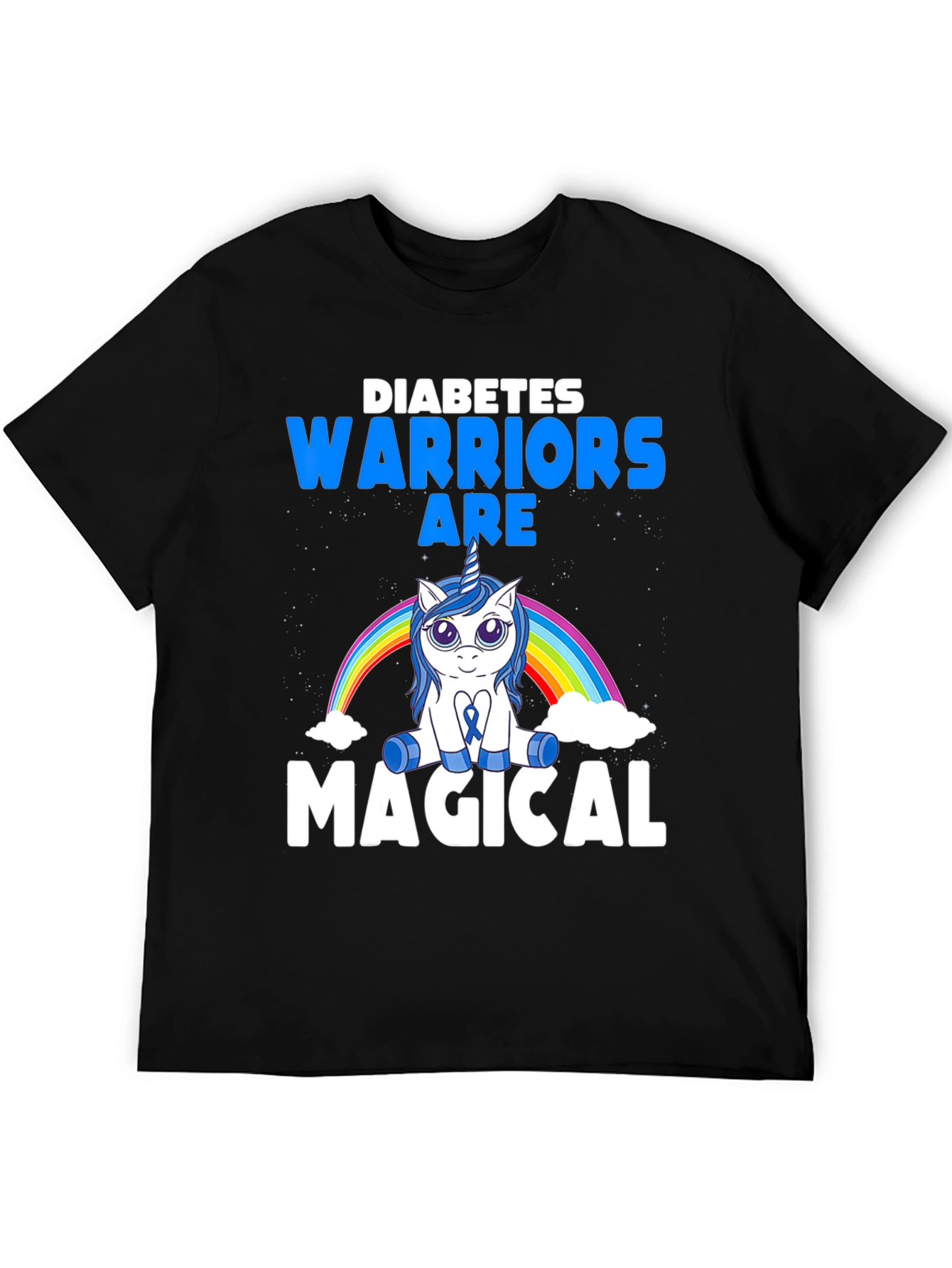 Black Diabetes Warrior Magical Unicorn T-Shirt view 5
