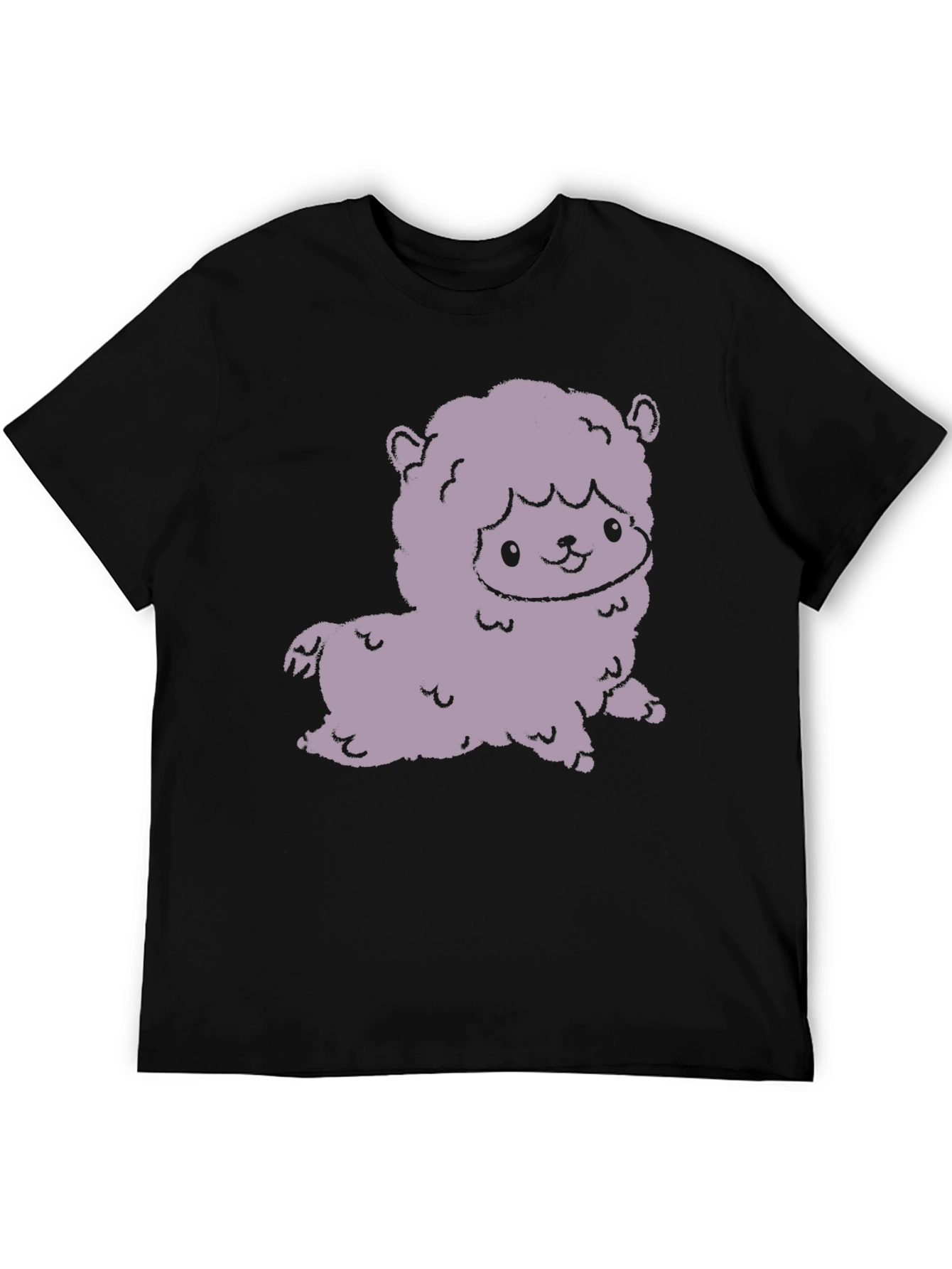Black Cute Alpaca Graphic Tee - Stylish Black T-Shirt view 5