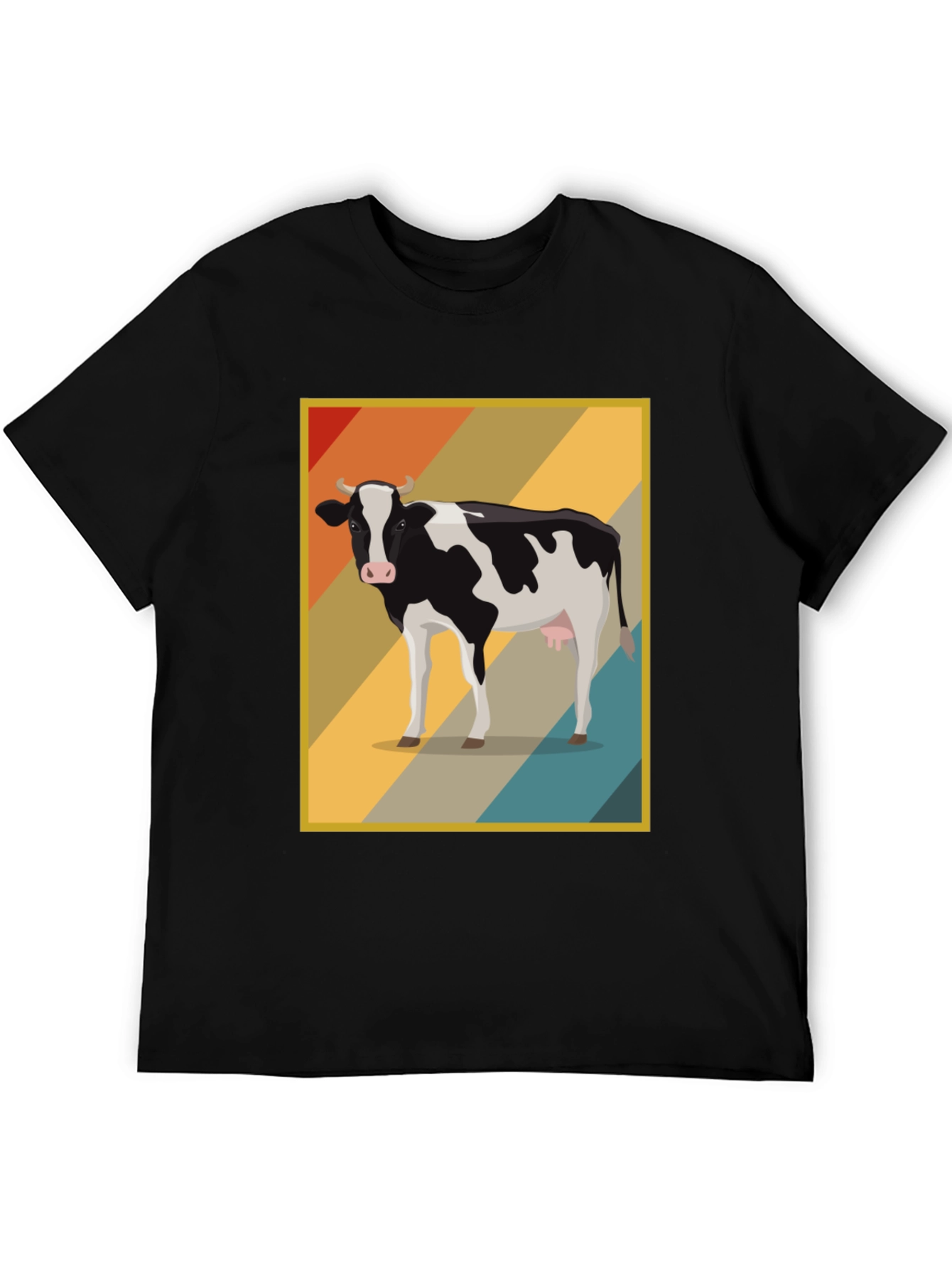 Black Retro Cow Graphic Tee - Farm Animal T-Shirt view 5