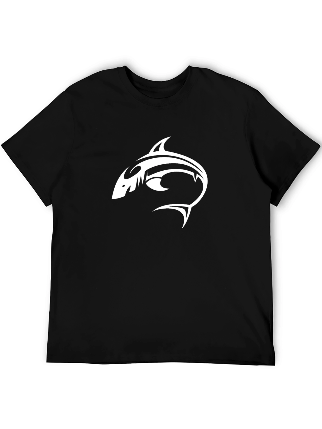 Black Men's Black T-Shirt with Shark Graphic view 5