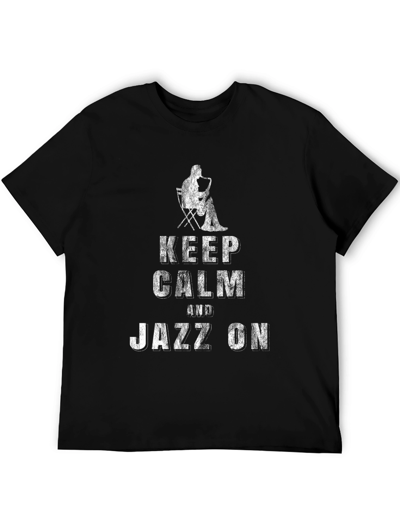 Black Keep Calm and Jazz On Graphic T-Shirt view 5