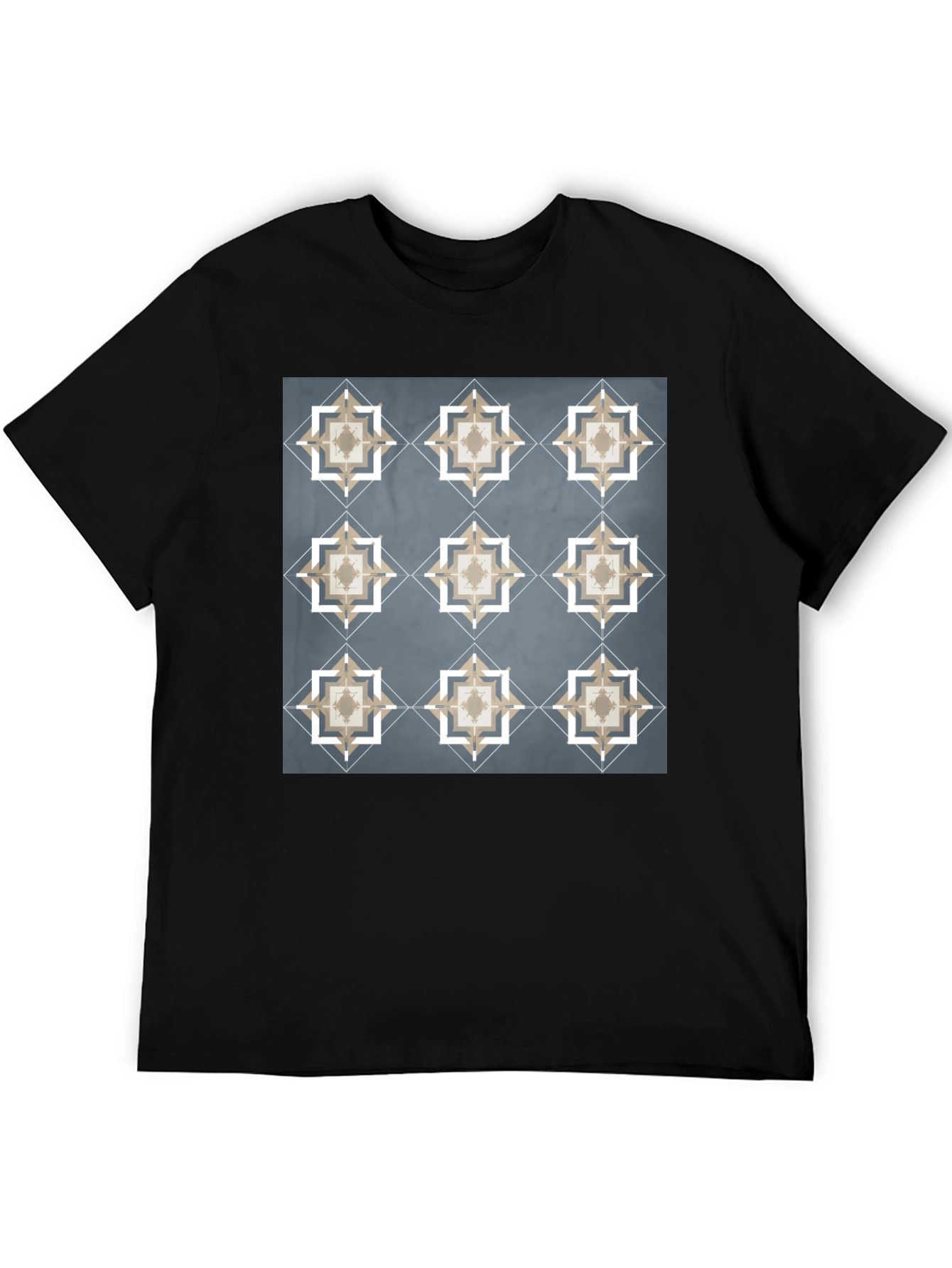 Black Geometric Star Pattern T-Shirt - Modern Style view 5