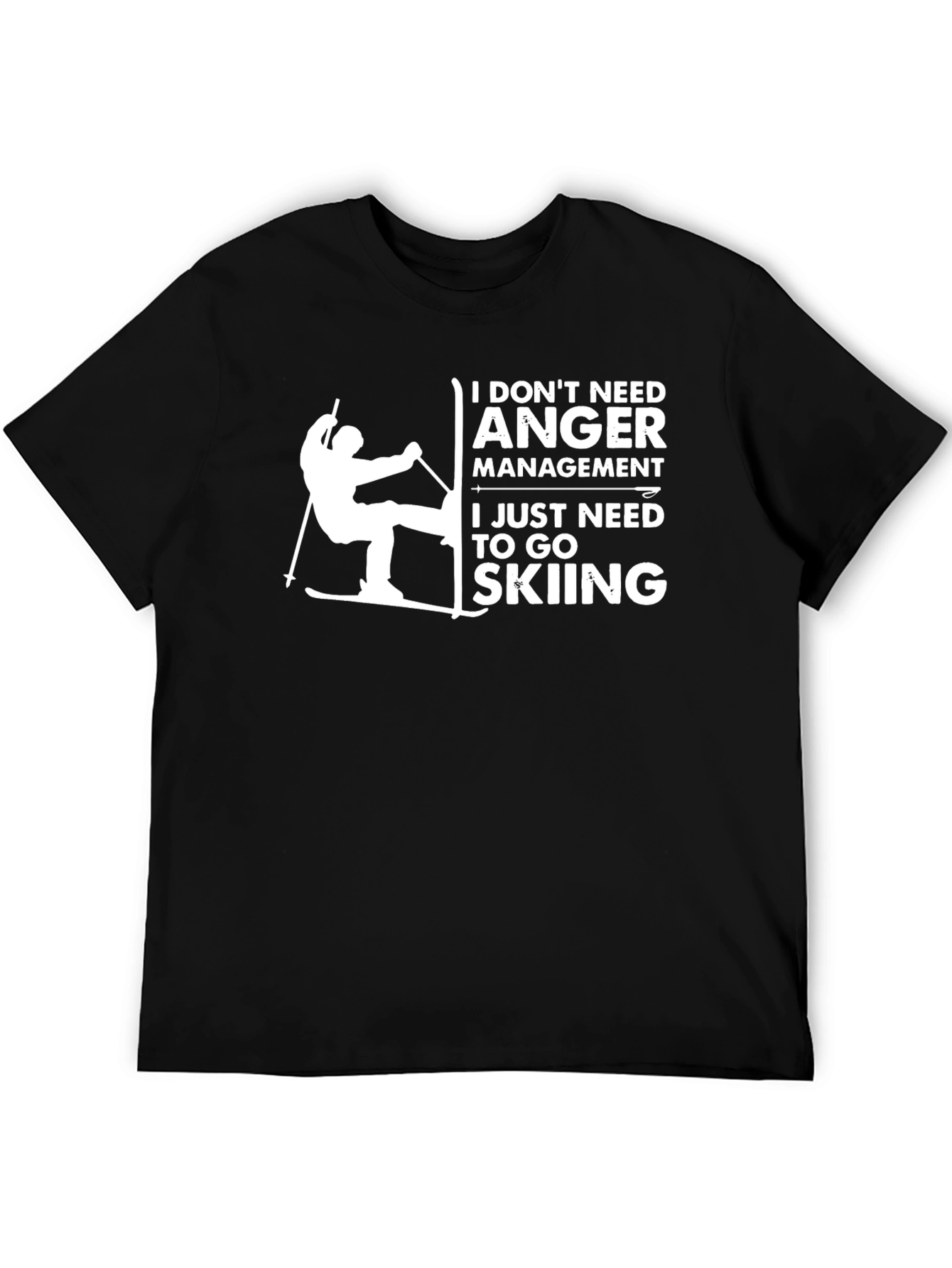 Black Funny Skiing T-Shirt - Anger Management Tee view 5