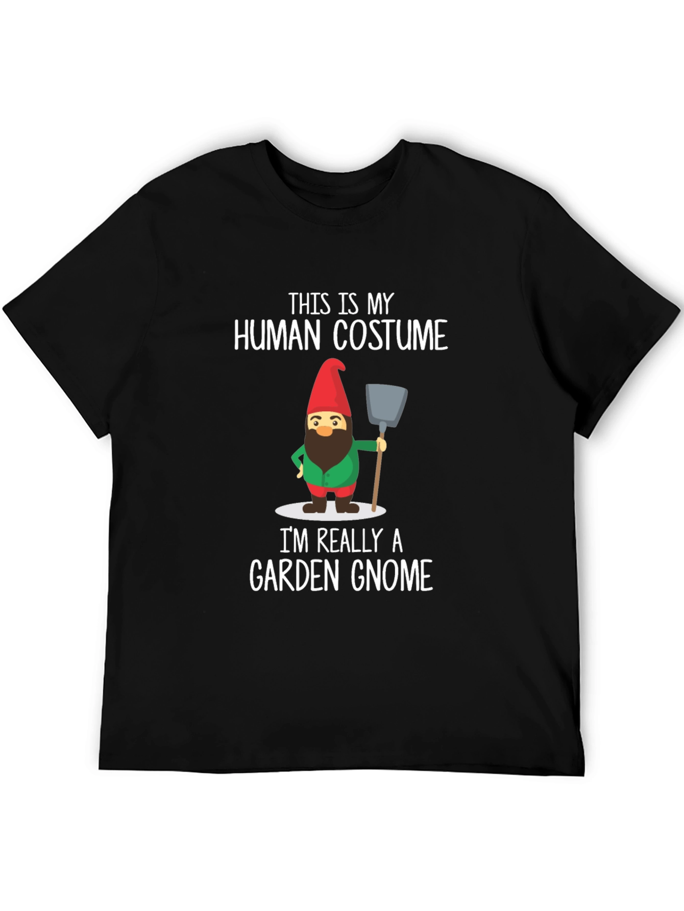 Black Funny Garden Gnome Human Costume T-Shirt view 5