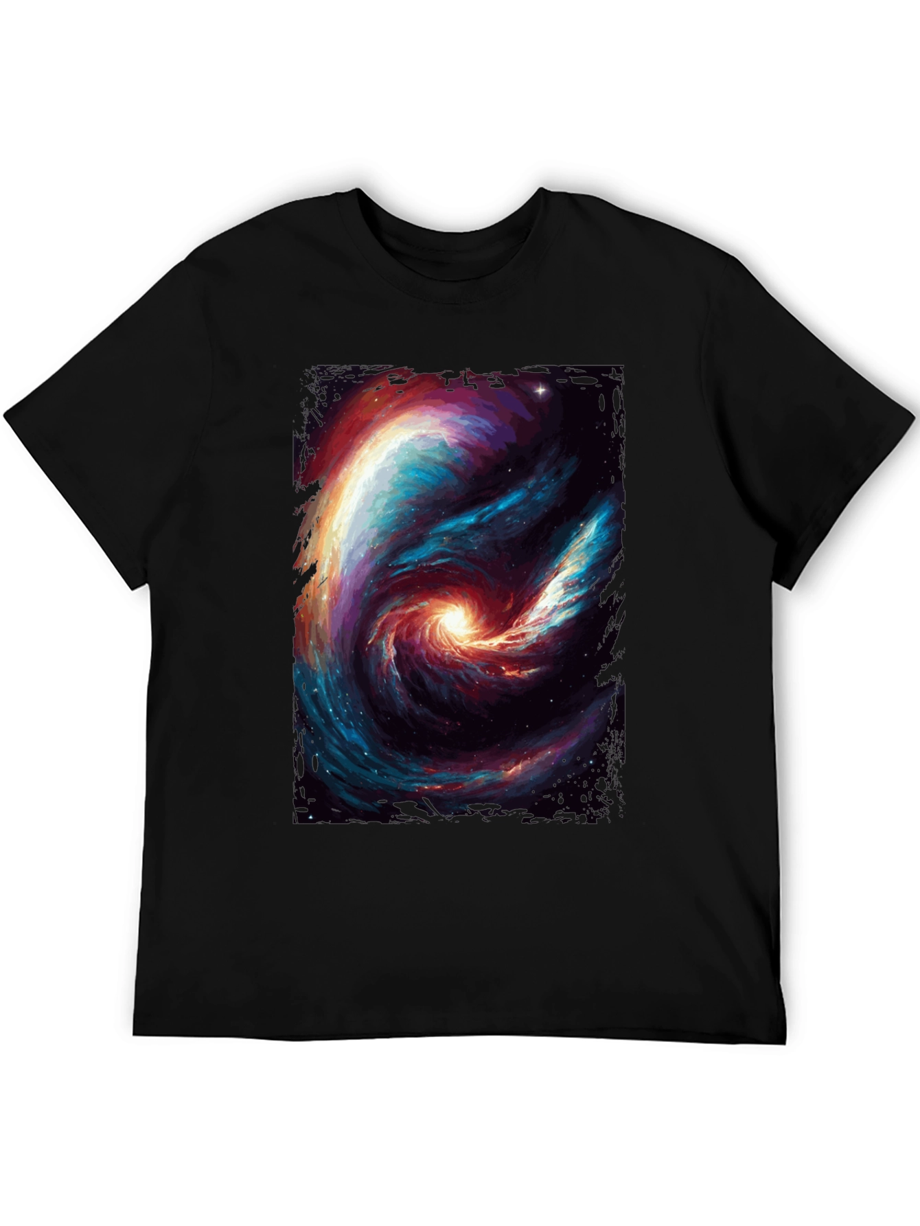 Black Cosmic Galaxy Swirl Graphic T-Shirt - Black view 5