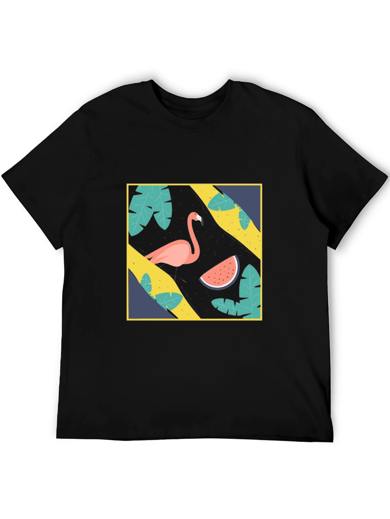 Black Tropical Flamingo Graphic Tee view 5
