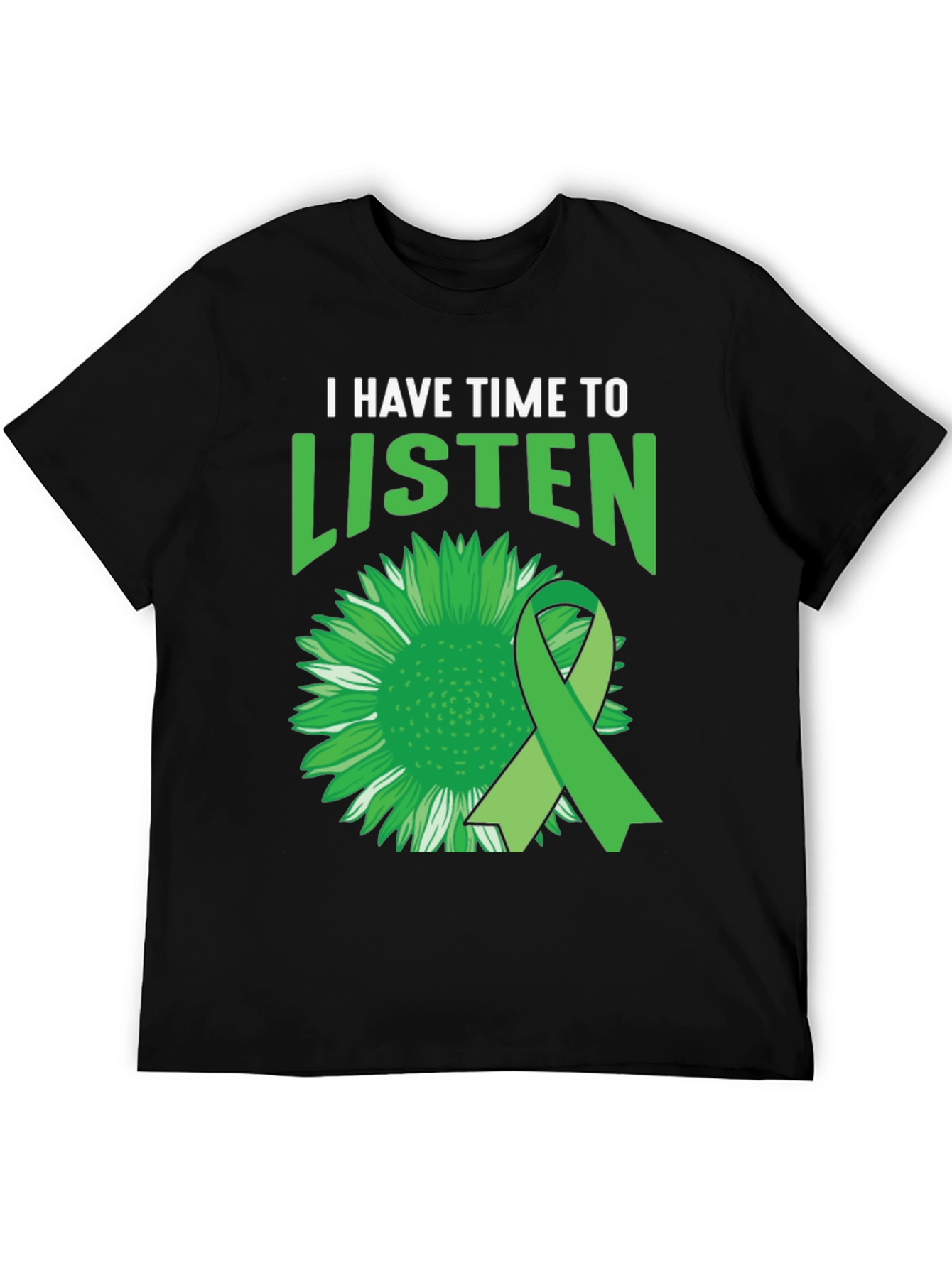 Black I Have Time to Listen Mental Health T-Shirt view 5