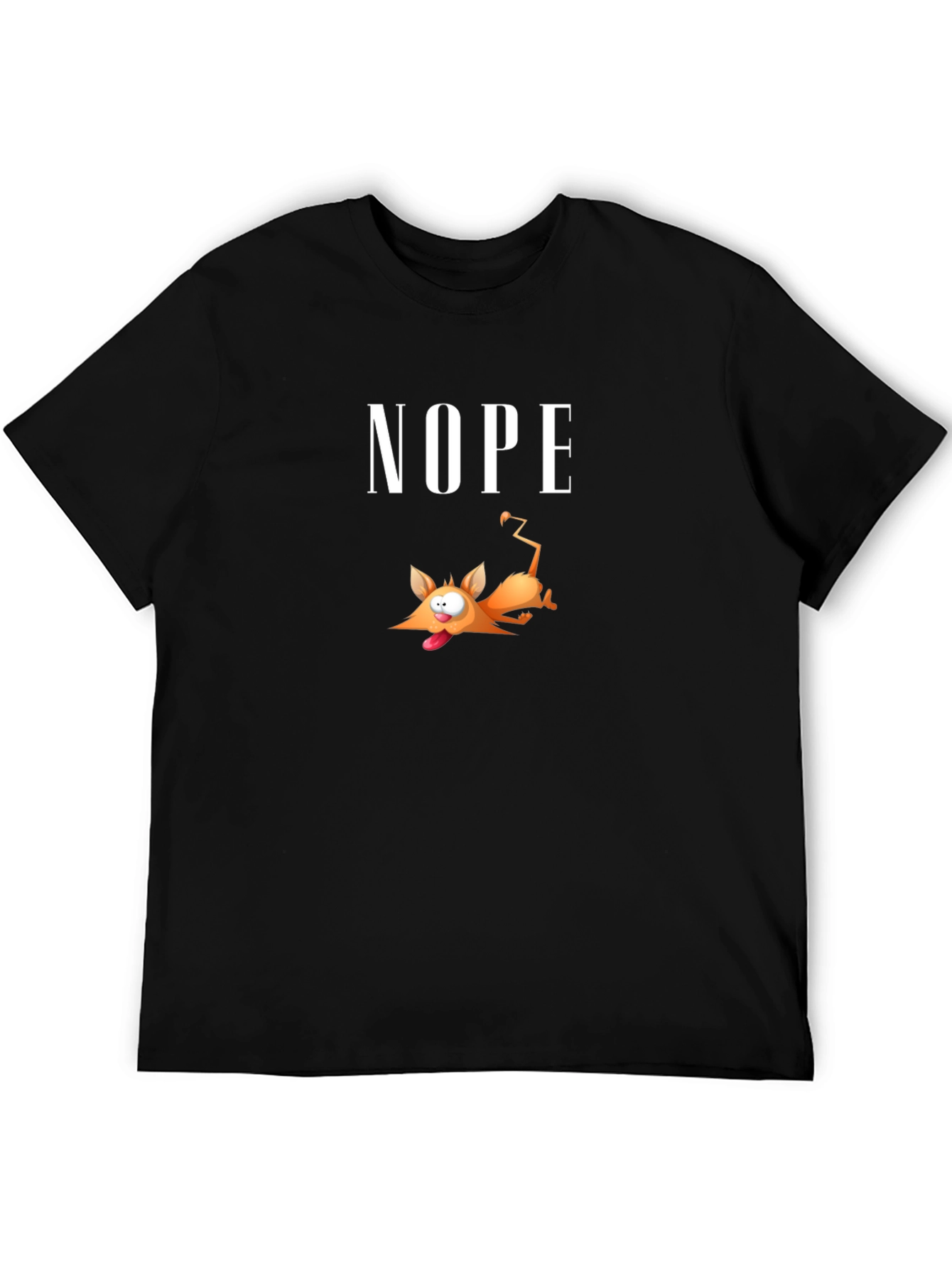 Black Nope Cartoon Fox Black T-Shirt view 5