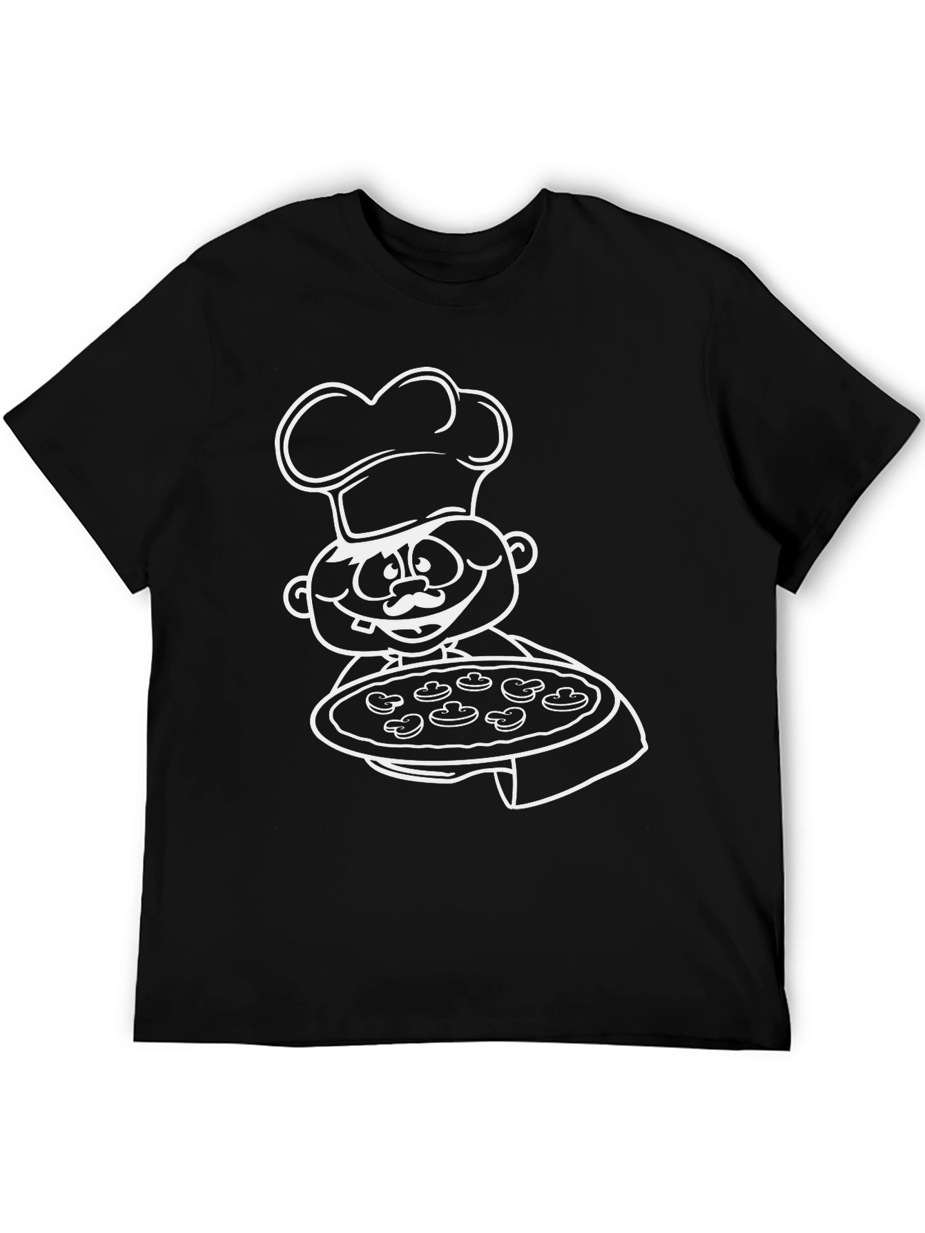 Black Pizza Chef Graphic Tee - Black Cotton T-Shirt view 5