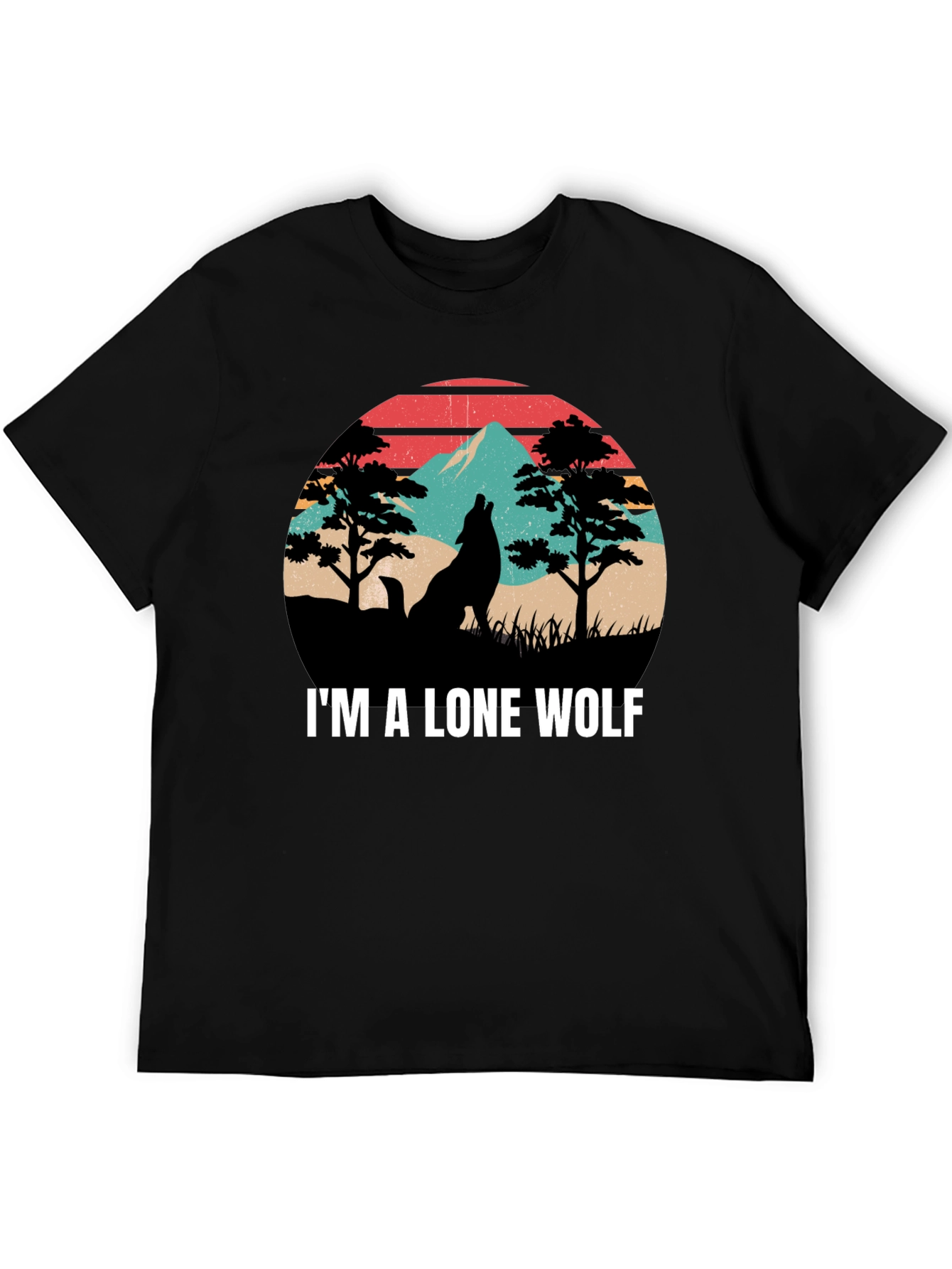 Black Lone Wolf Graphic Tee - Nature Inspired Design view 5