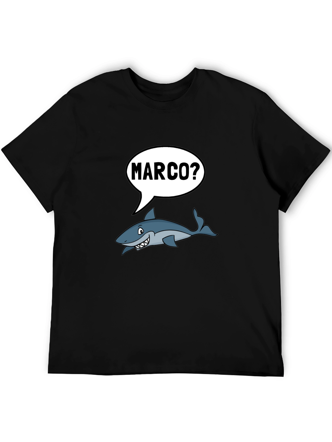 Black Marco Shark T-Shirt - Funny Ocean Humor Tee view 5