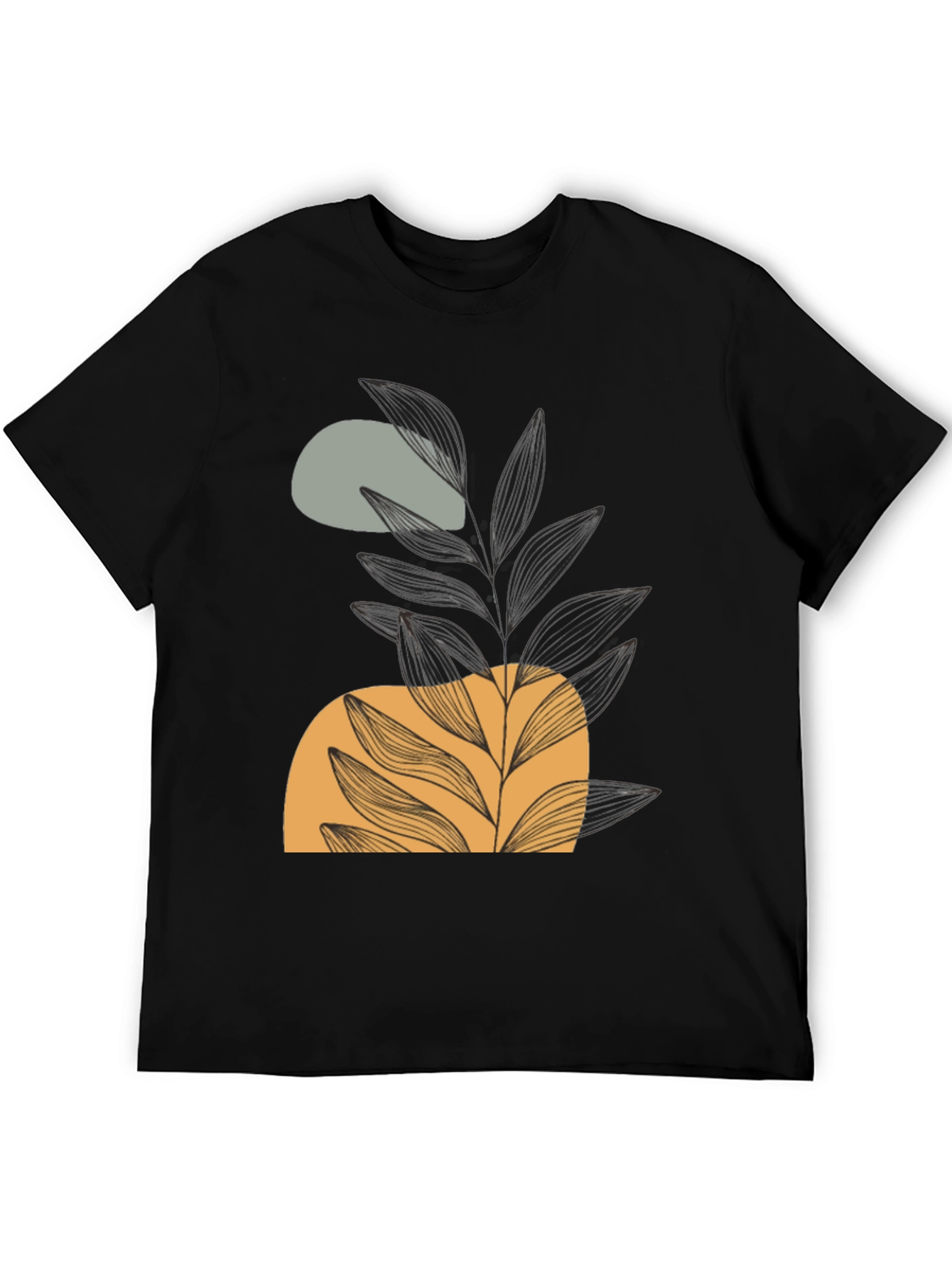 Black Abstract Plant Graphic Tee - Modern Casual Style view 5