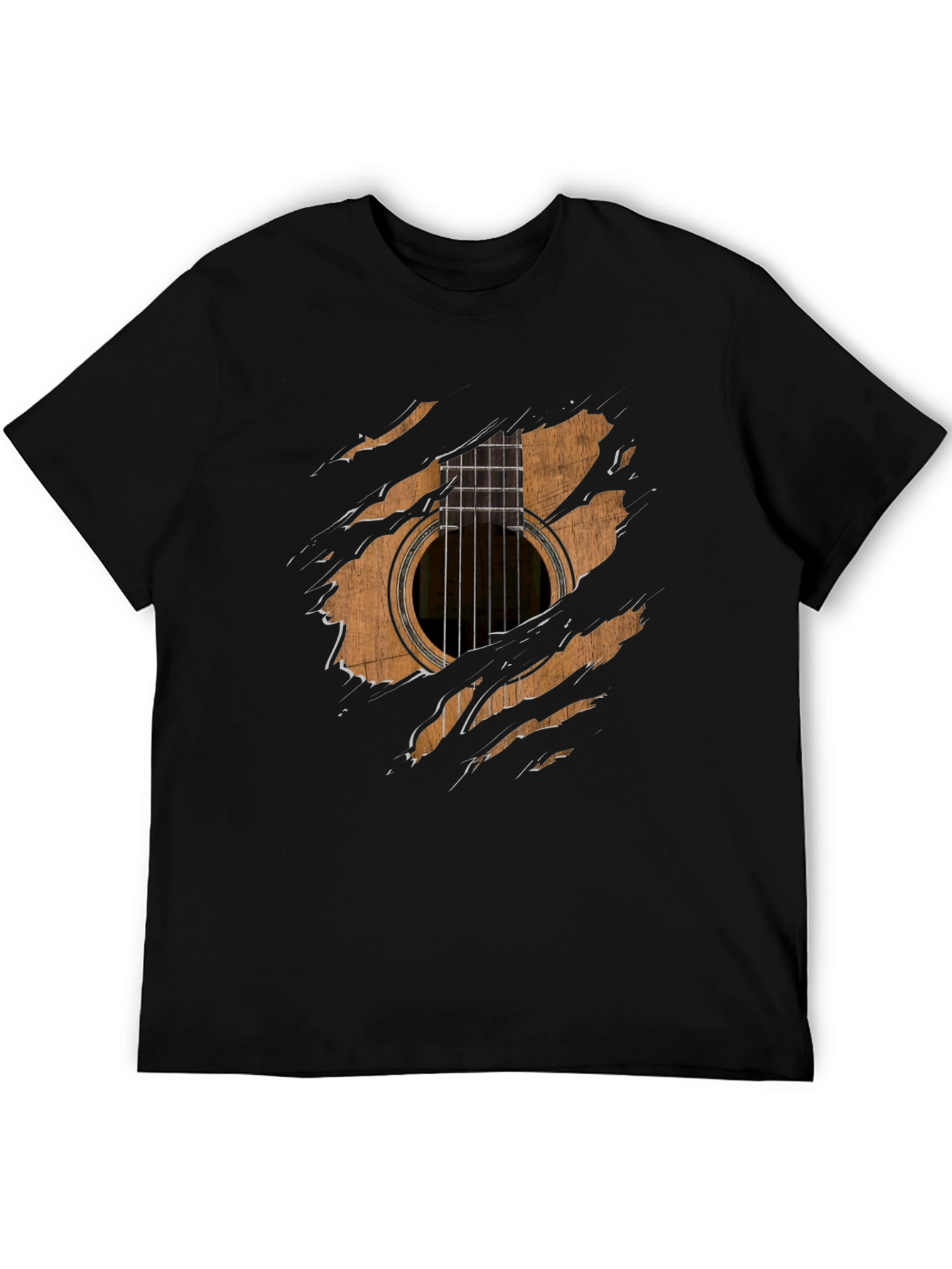 Black Guitar Ripped T-Shirt view 5