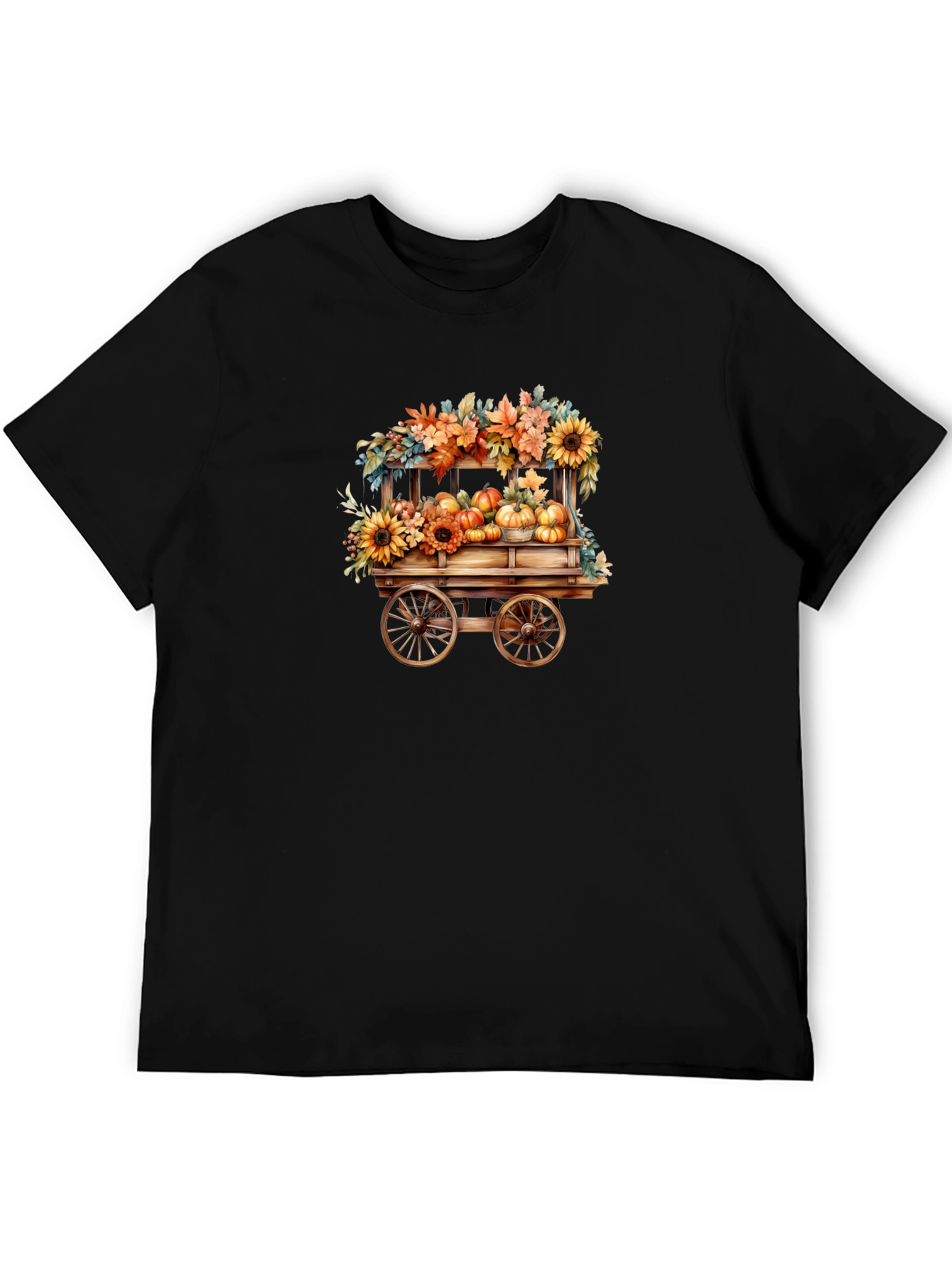 Black Fall Harvest Wagon T-Shirt - Black view 5