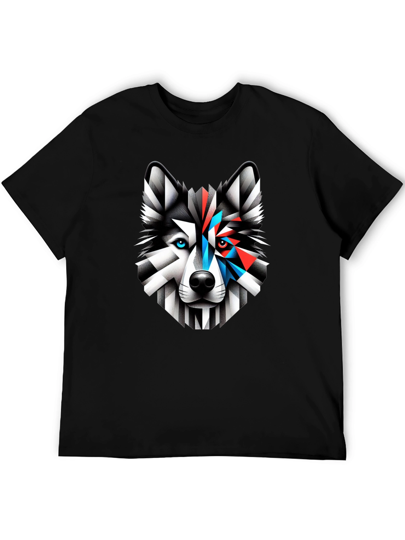 Black Geometric Wolf Graphic Print Tee view 5