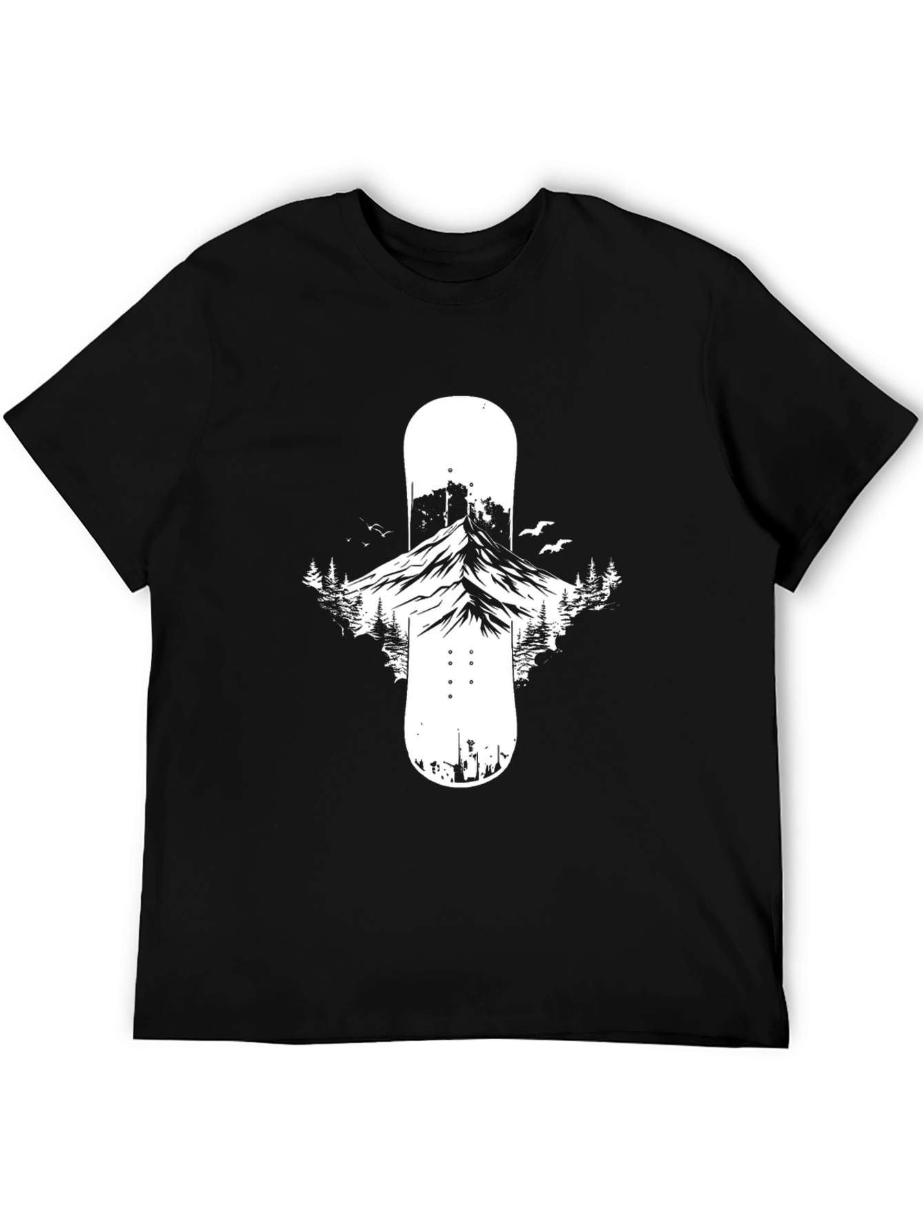 Black Mountain Snowboard Graphic Tee - Black Cotton Blend view 5