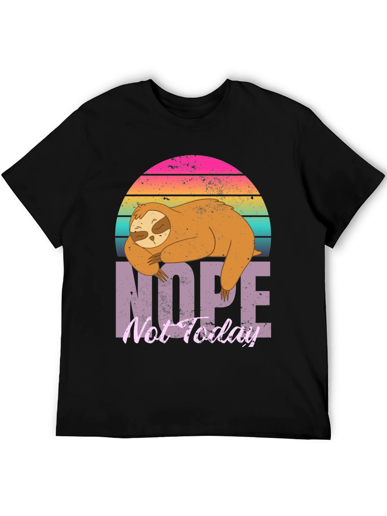 Black Nope Not Today Sloth Graphic T-Shirt view 5