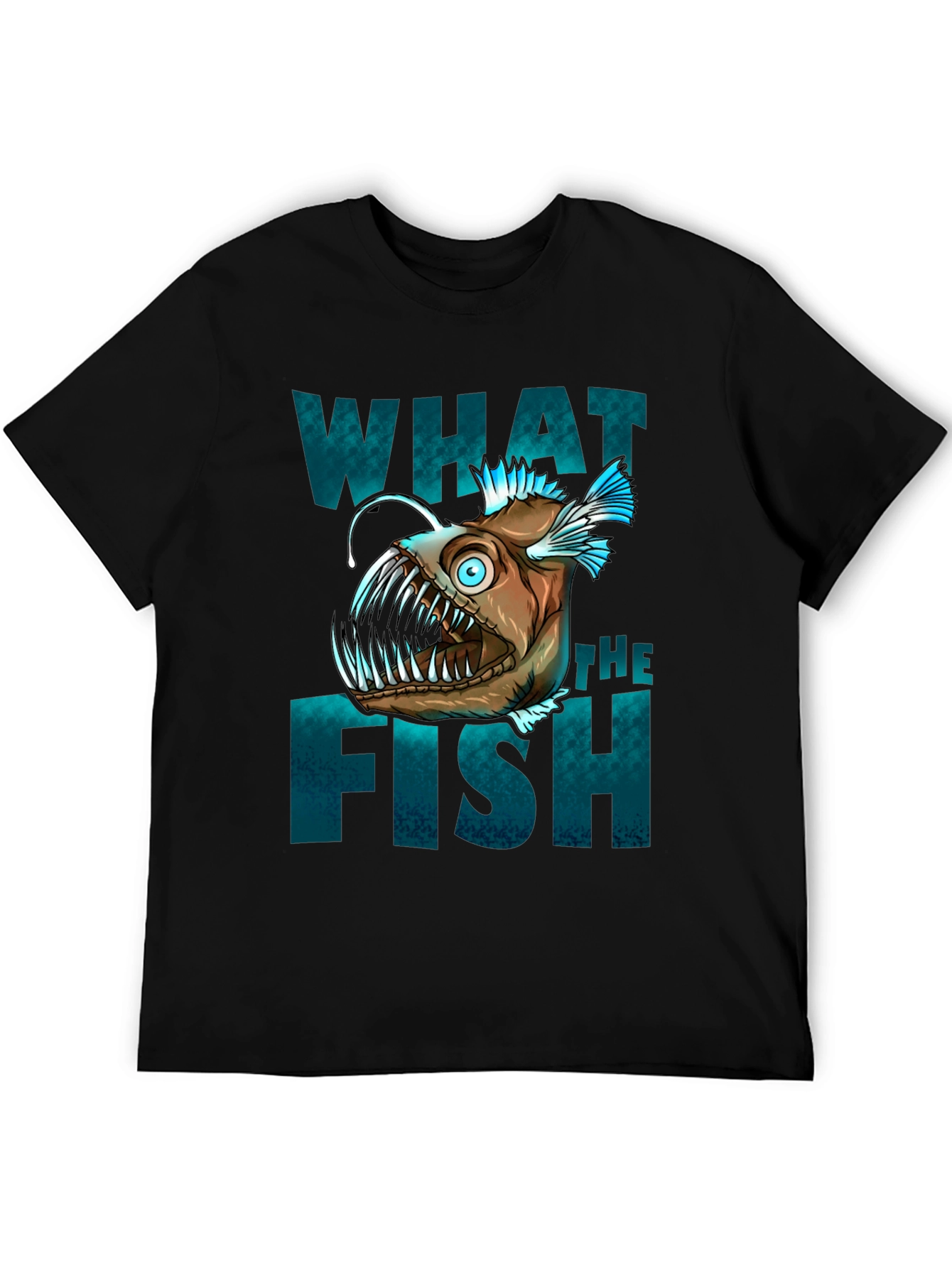 Black What The Fish T-Shirt - Anglerfish Graphic Tee view 5