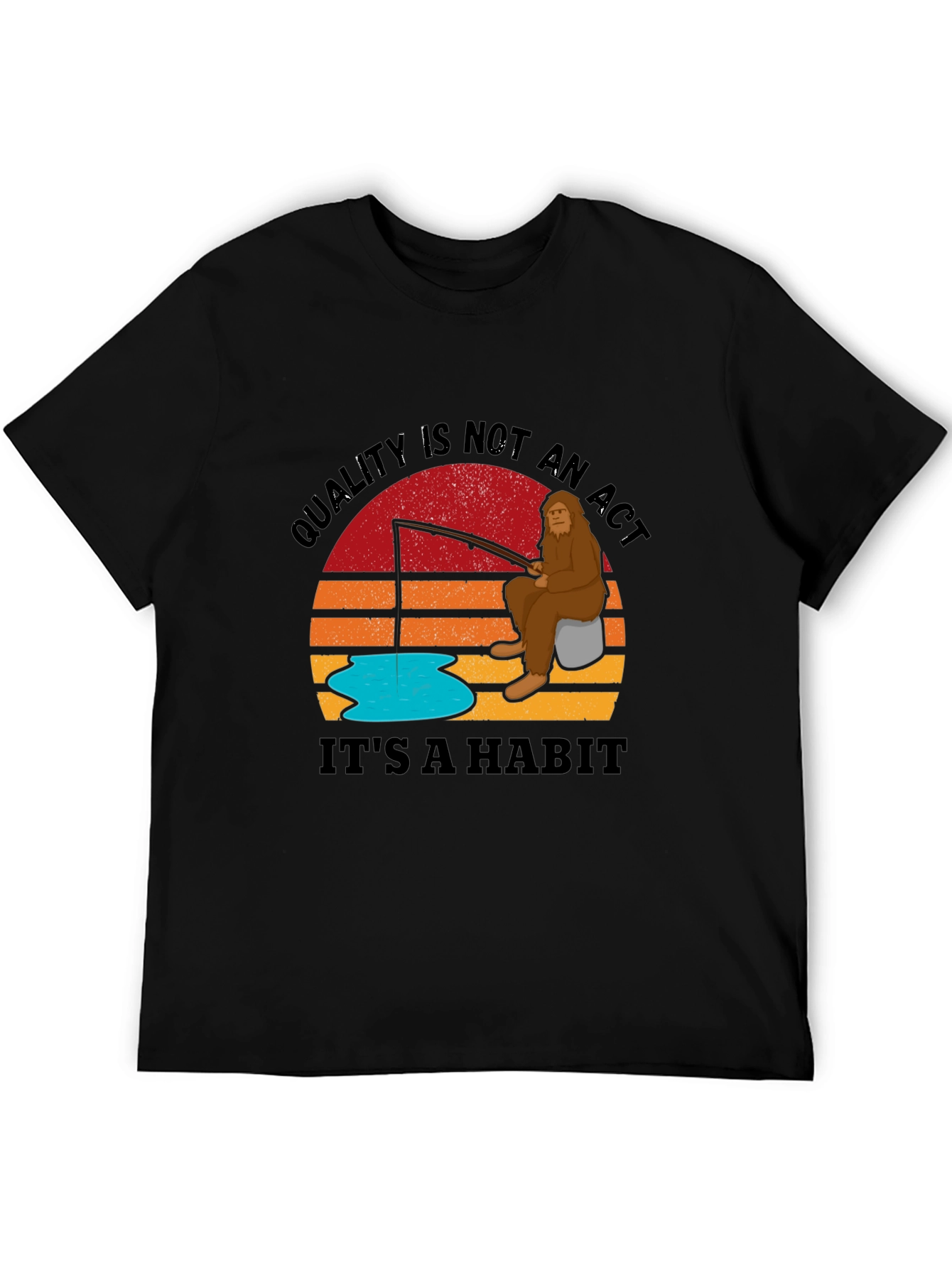 Black Sasquatch Fishing T-Shirt - Quality is a Habit view 5