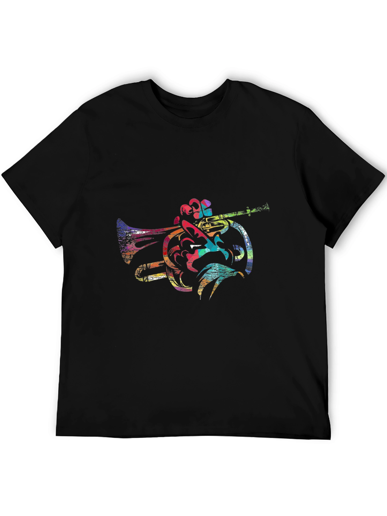 Black Colorful Horn Graphic Black T-Shirt view 5