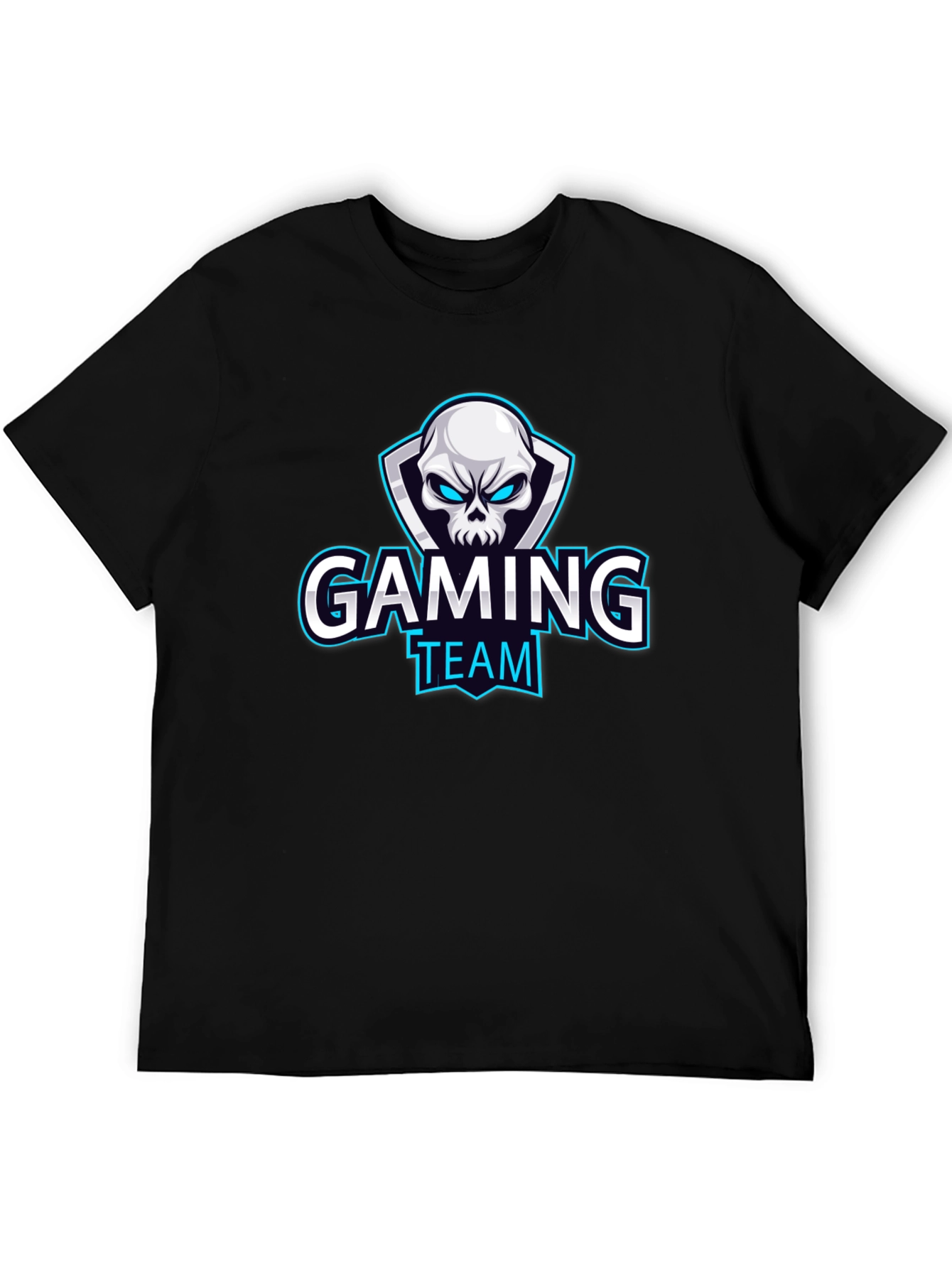 Black Gaming Team T-Shirt - Skull Design view 5