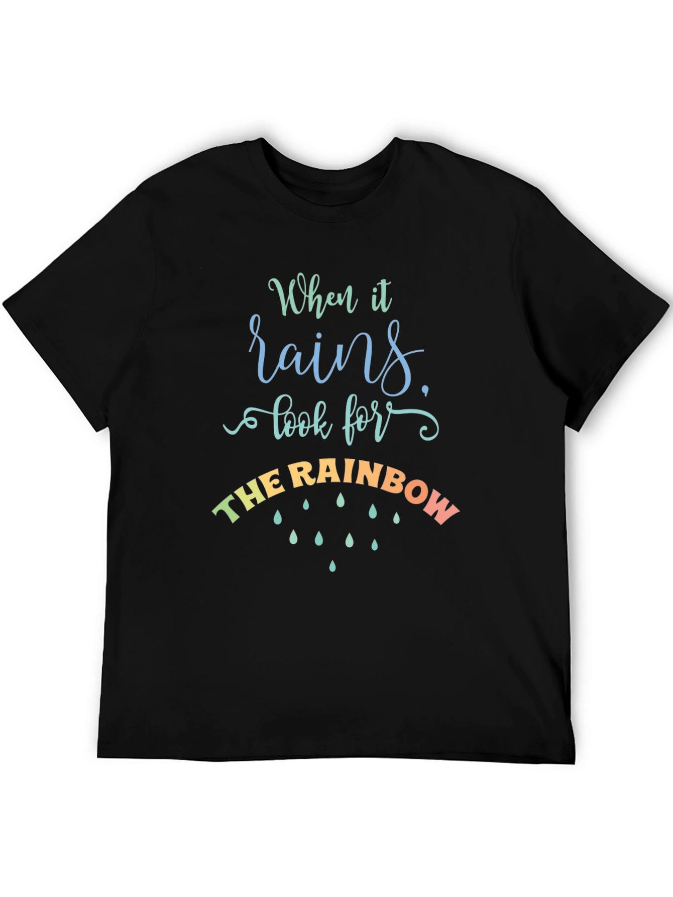 Black Inspirational Rainbow T-Shirt: Look for the Rainbow view 5