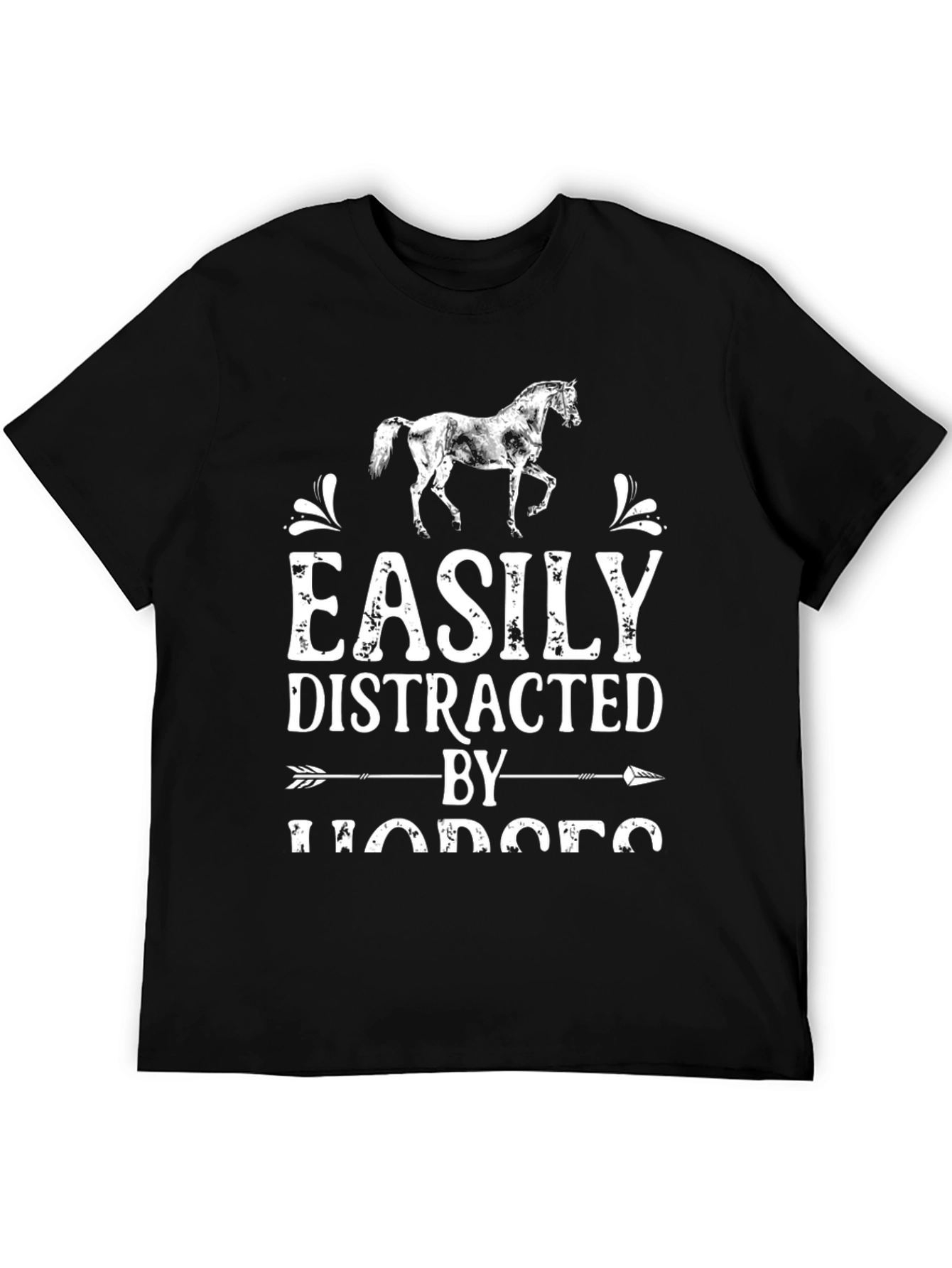 Black Easily Distracted By Horses Tee view 5