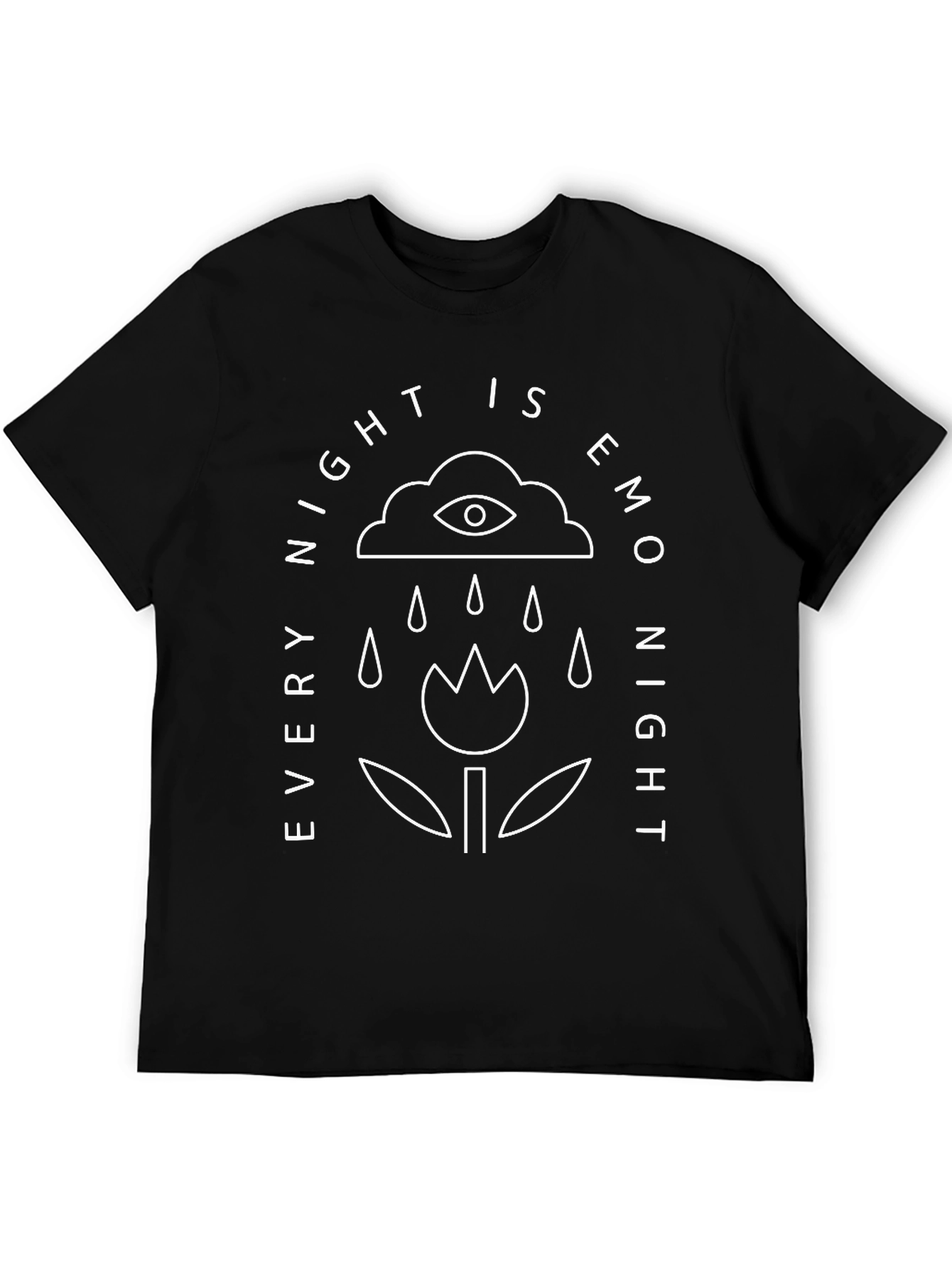 Black Emo Night Graphic Tee - Black Cotton T-Shirt view 5