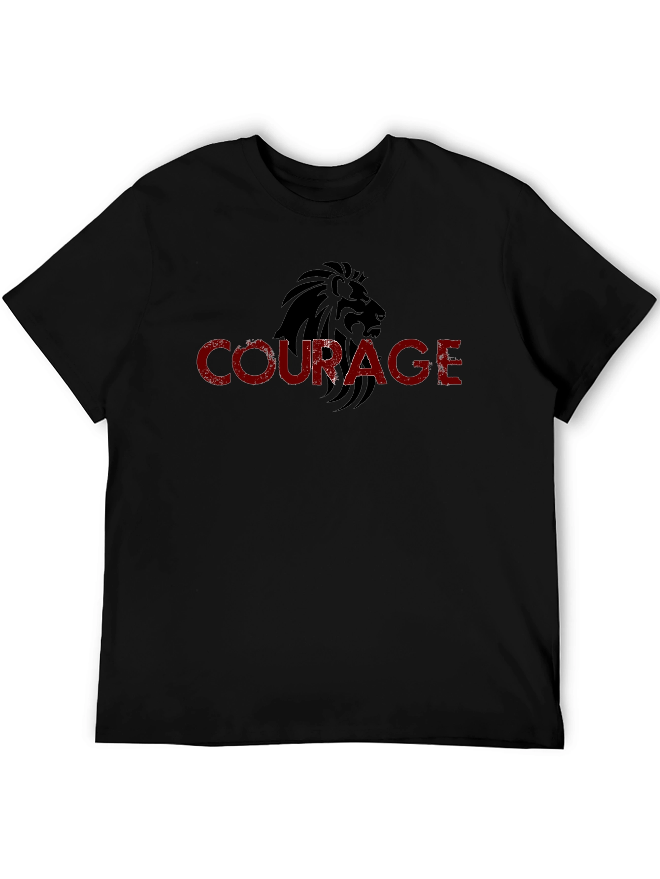 Black Courage Lion Graphic Black T-Shirt view 5