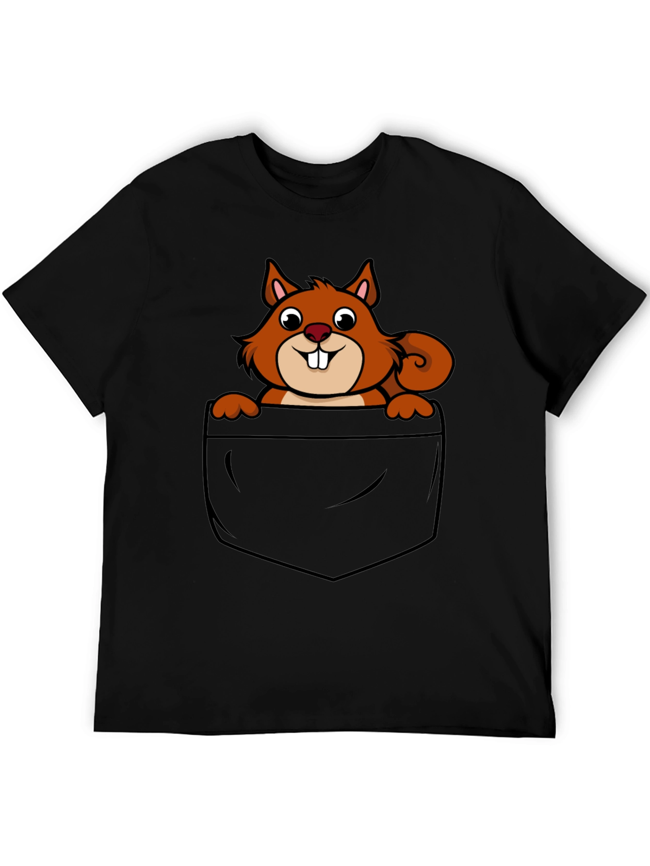 Black Squirrel in Pocket Graphic T-Shirt - Black view 5