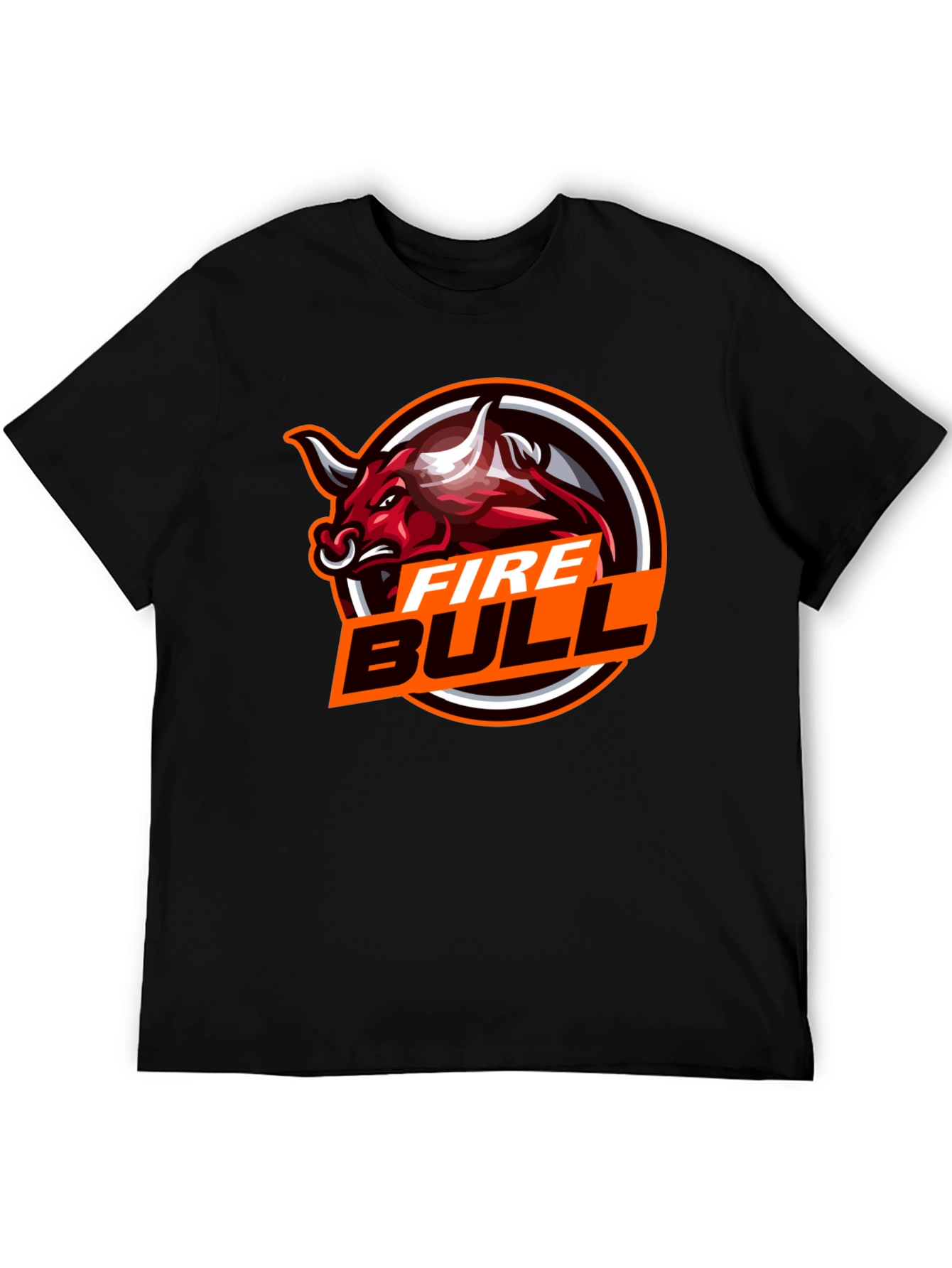 Black Fire Bull Graphic Tee - Black Cotton T-Shirt view 5