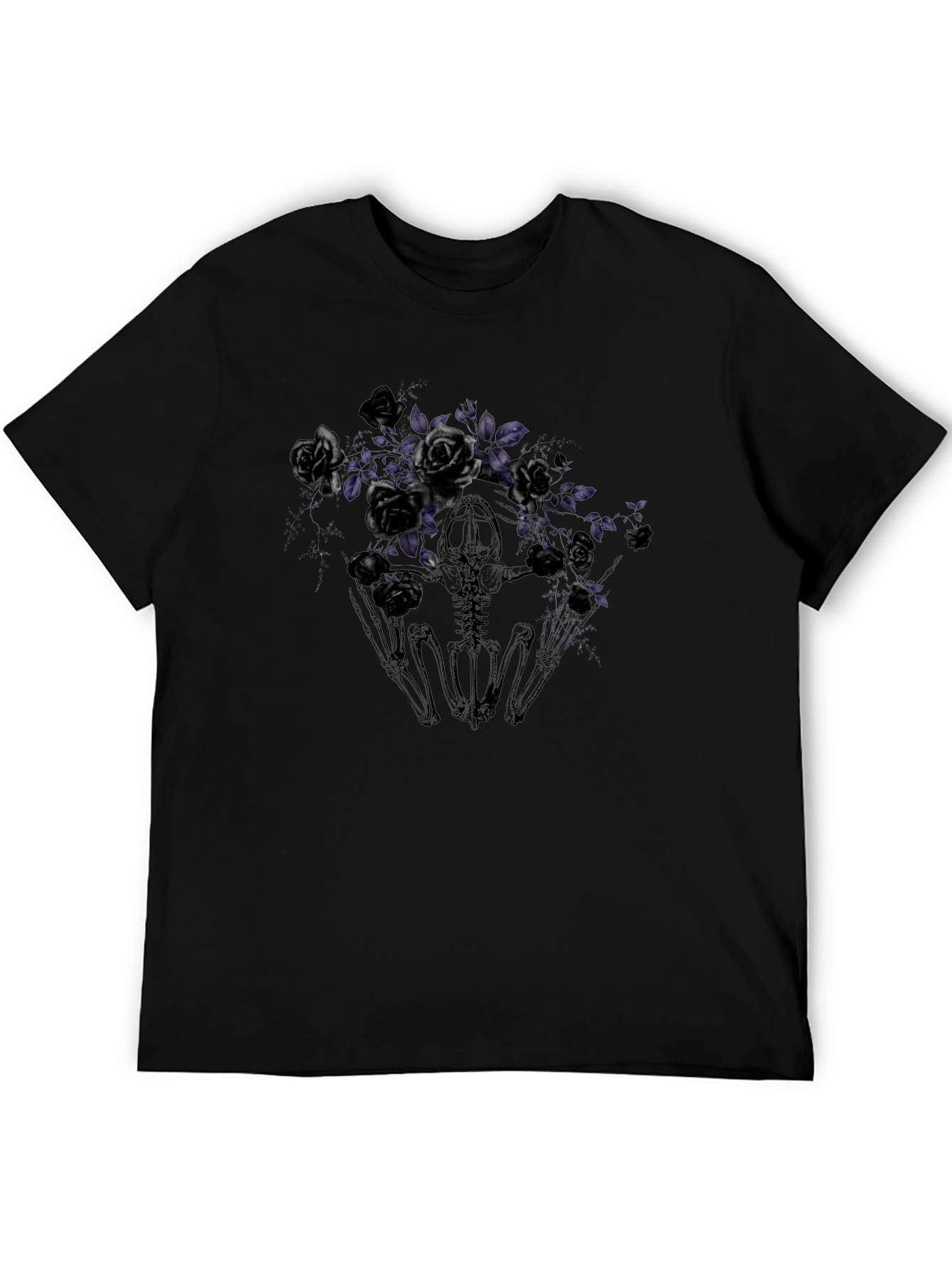 Black Gothic Floral Skeleton T-Shirt view 5