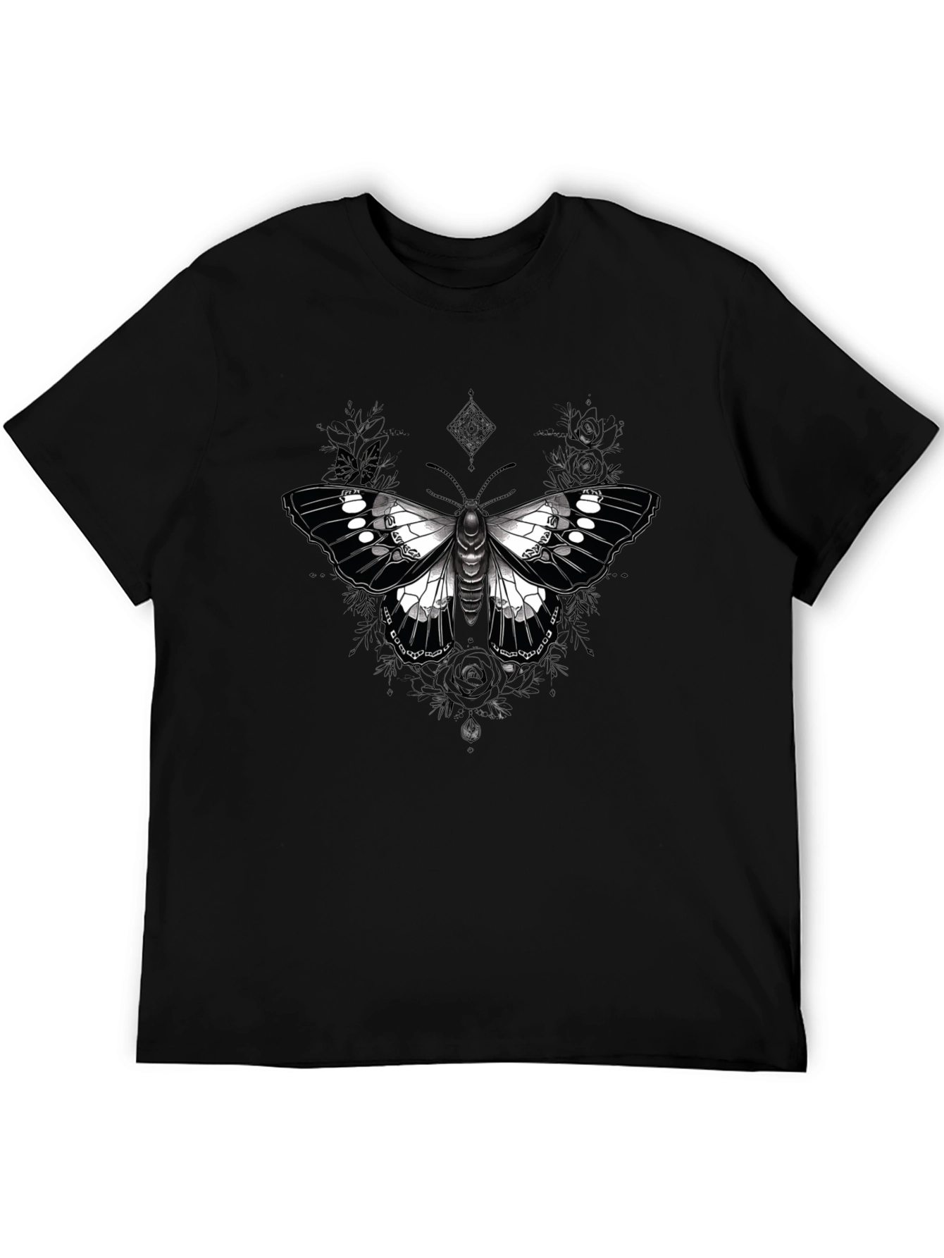 Black Butterfly Graphic Print Black T-Shirt view 5
